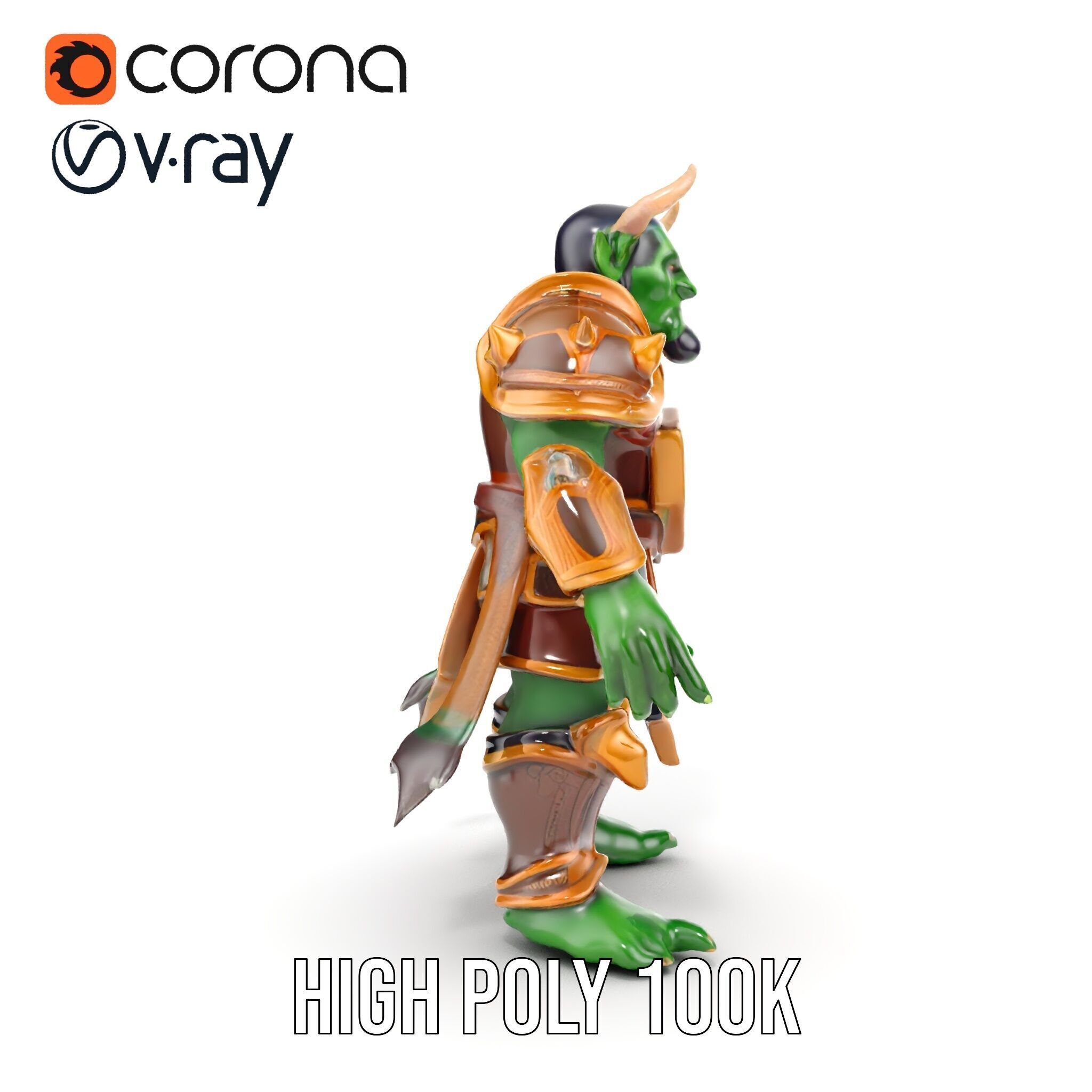 Orc Warlord Rigged and Animated D Character Model Low-poly 3D model_36