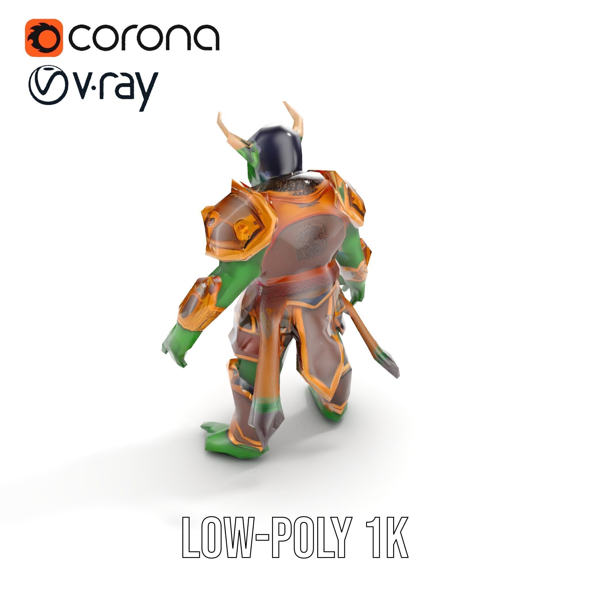 Orc Warlord Rigged and Animated D Character Model Low-poly 3D model_7