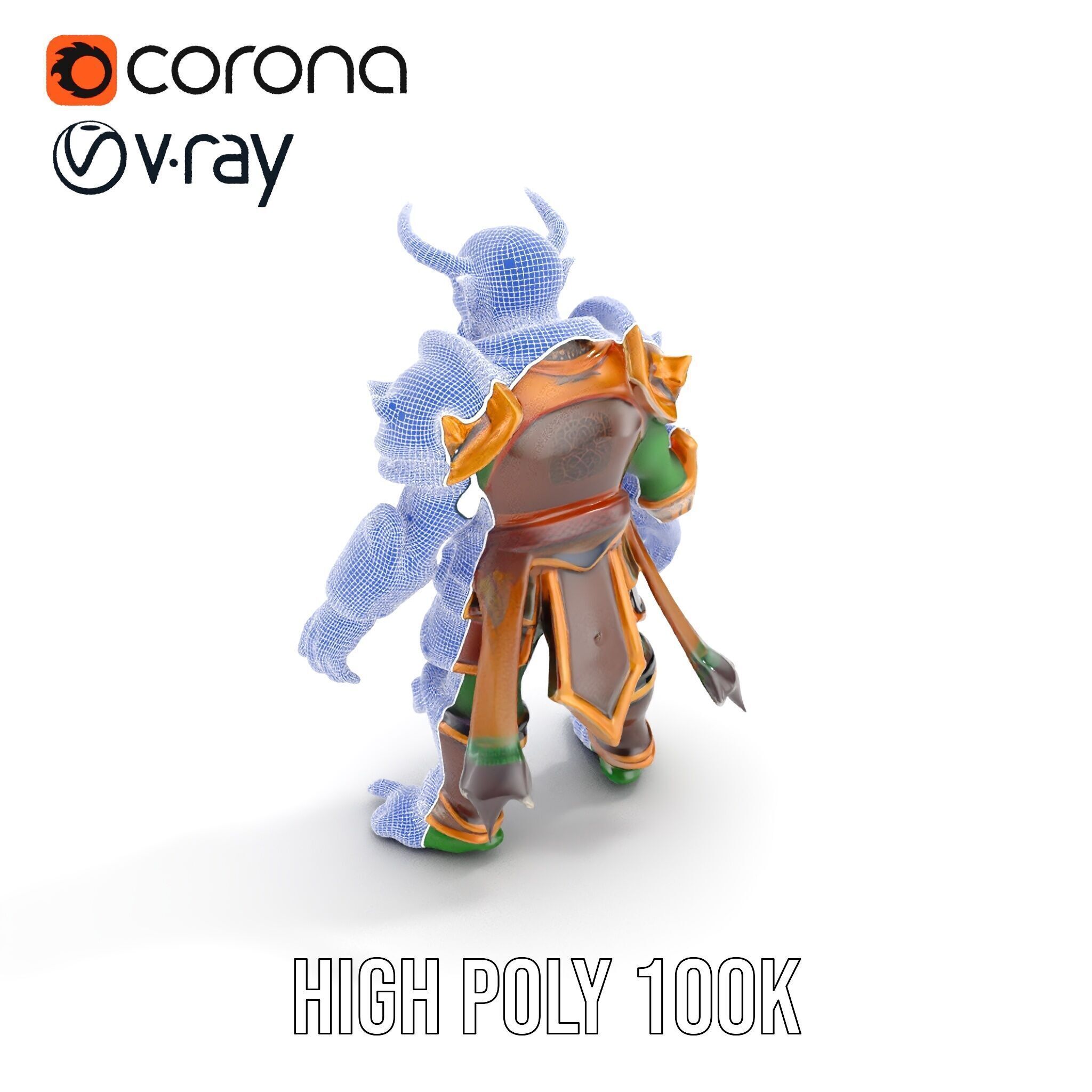 Orc Warlord Rigged and Animated D Character Model Low-poly 3D model_27