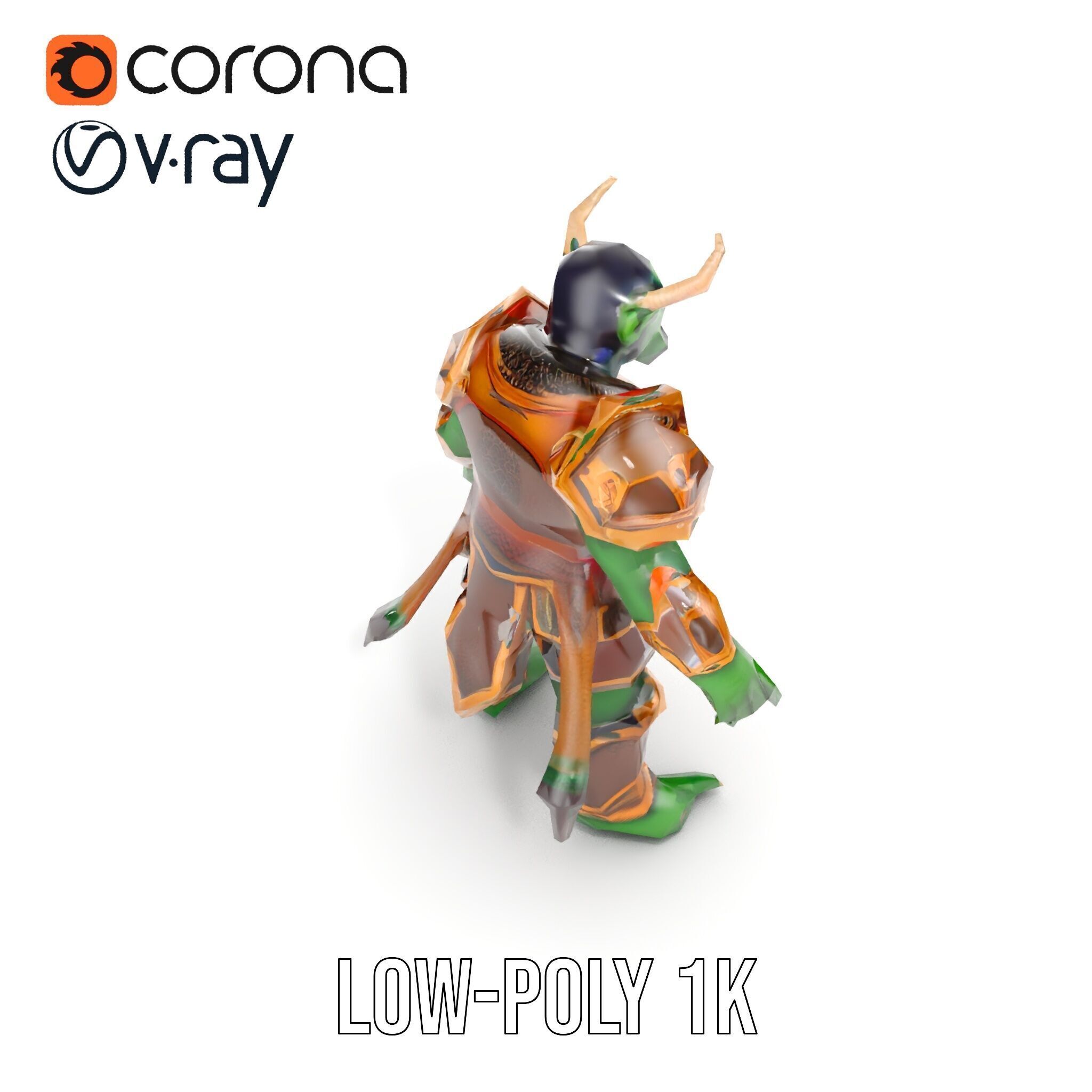 Orc Warlord Rigged and Animated D Character Model Low-poly 3D model_21