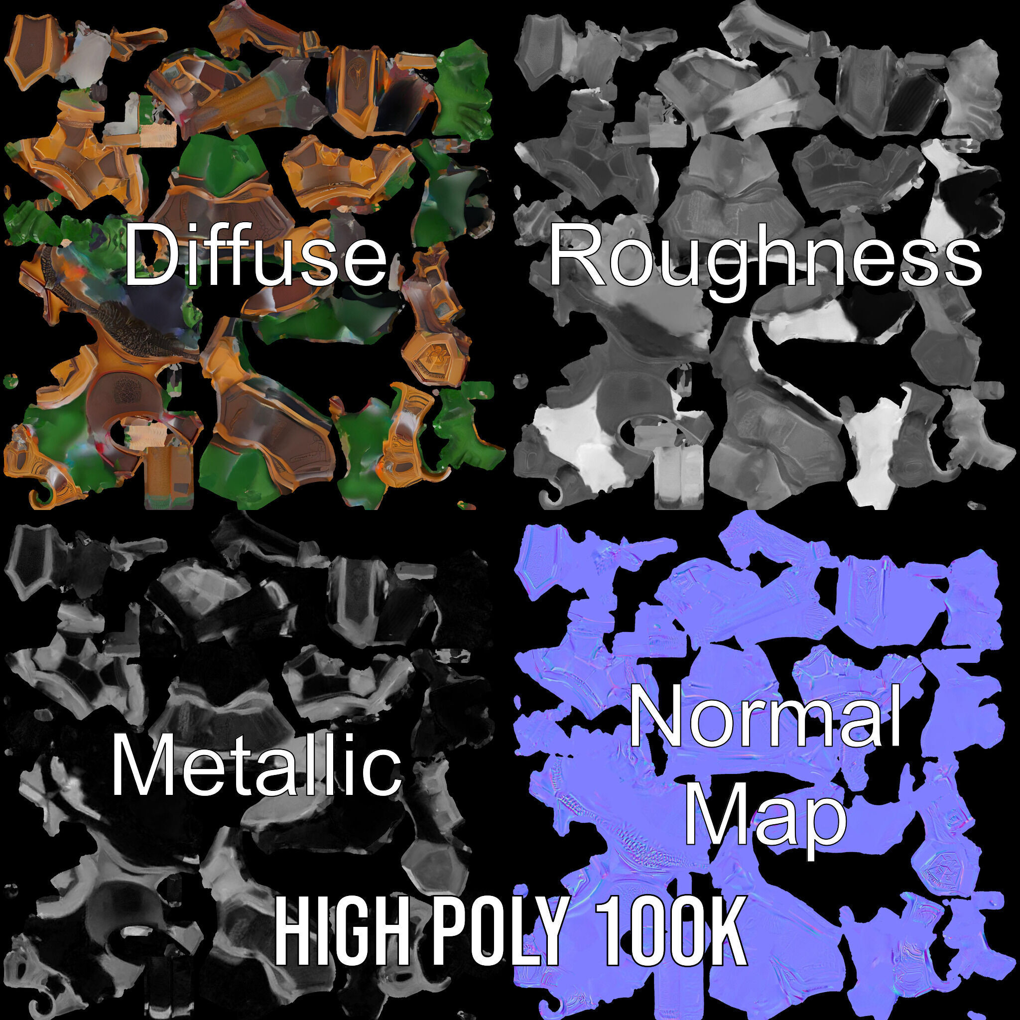 Orc Warlord Rigged and Animated D Character Model Low-poly 3D model_3