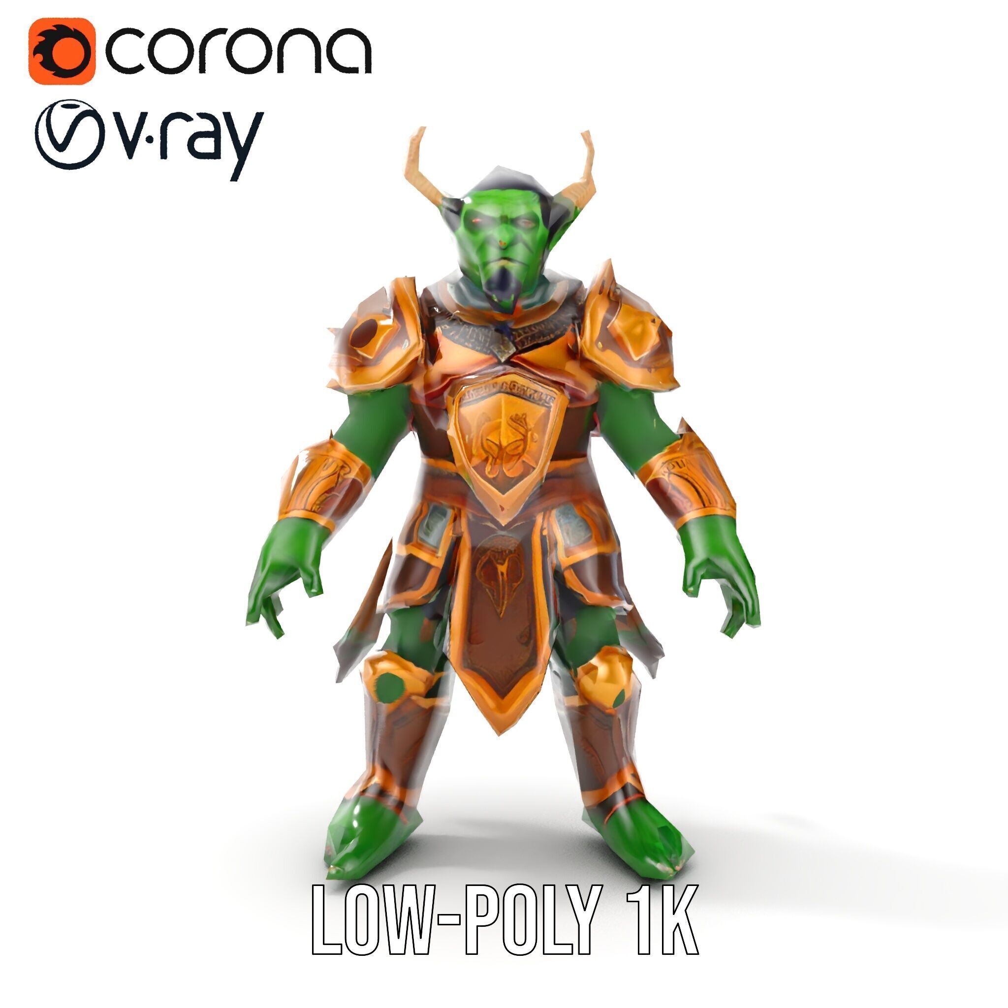 Orc Warlord Rigged and Animated D Character Model Low-poly 3D model_29