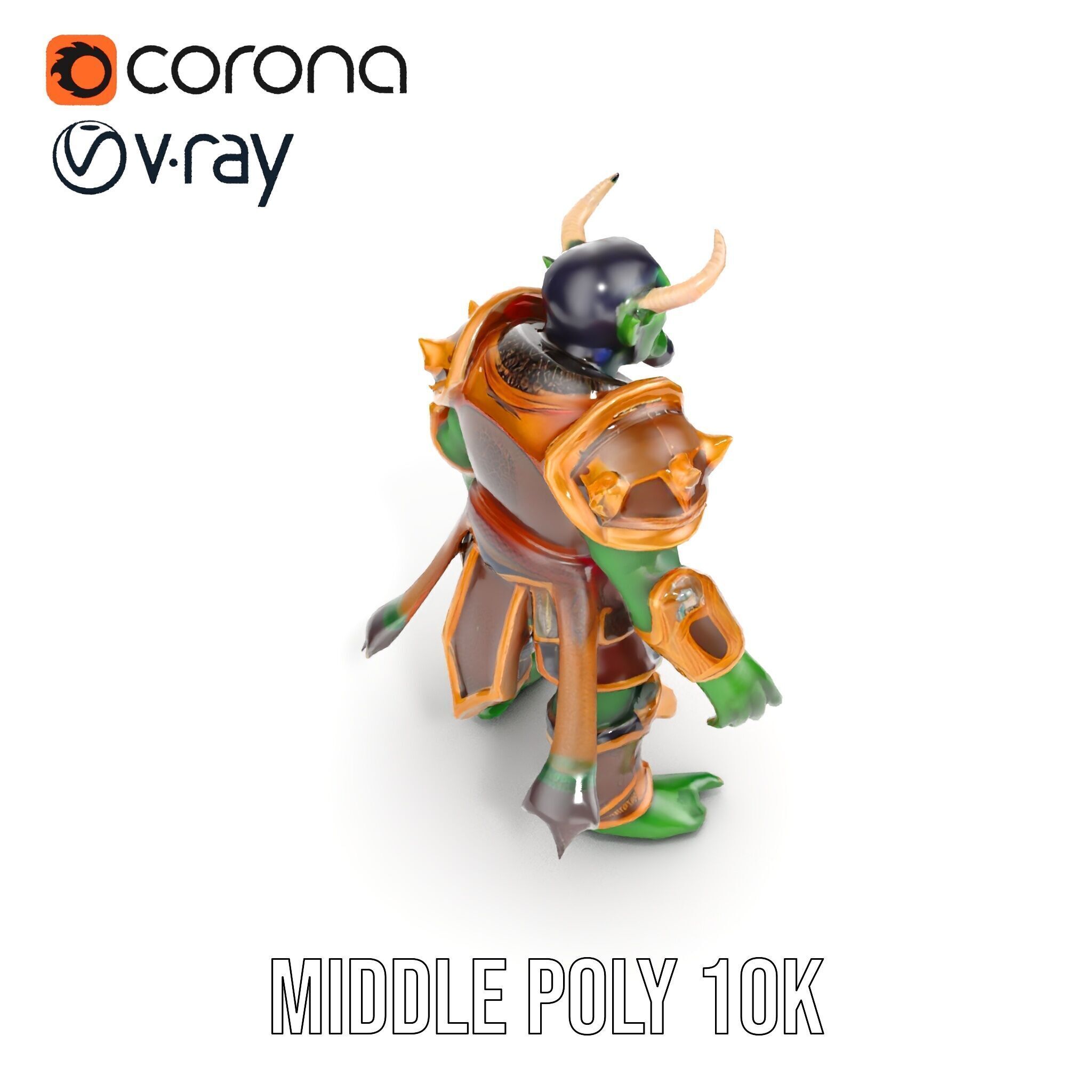 Orc Warlord Rigged and Animated D Character Model Low-poly 3D model_20