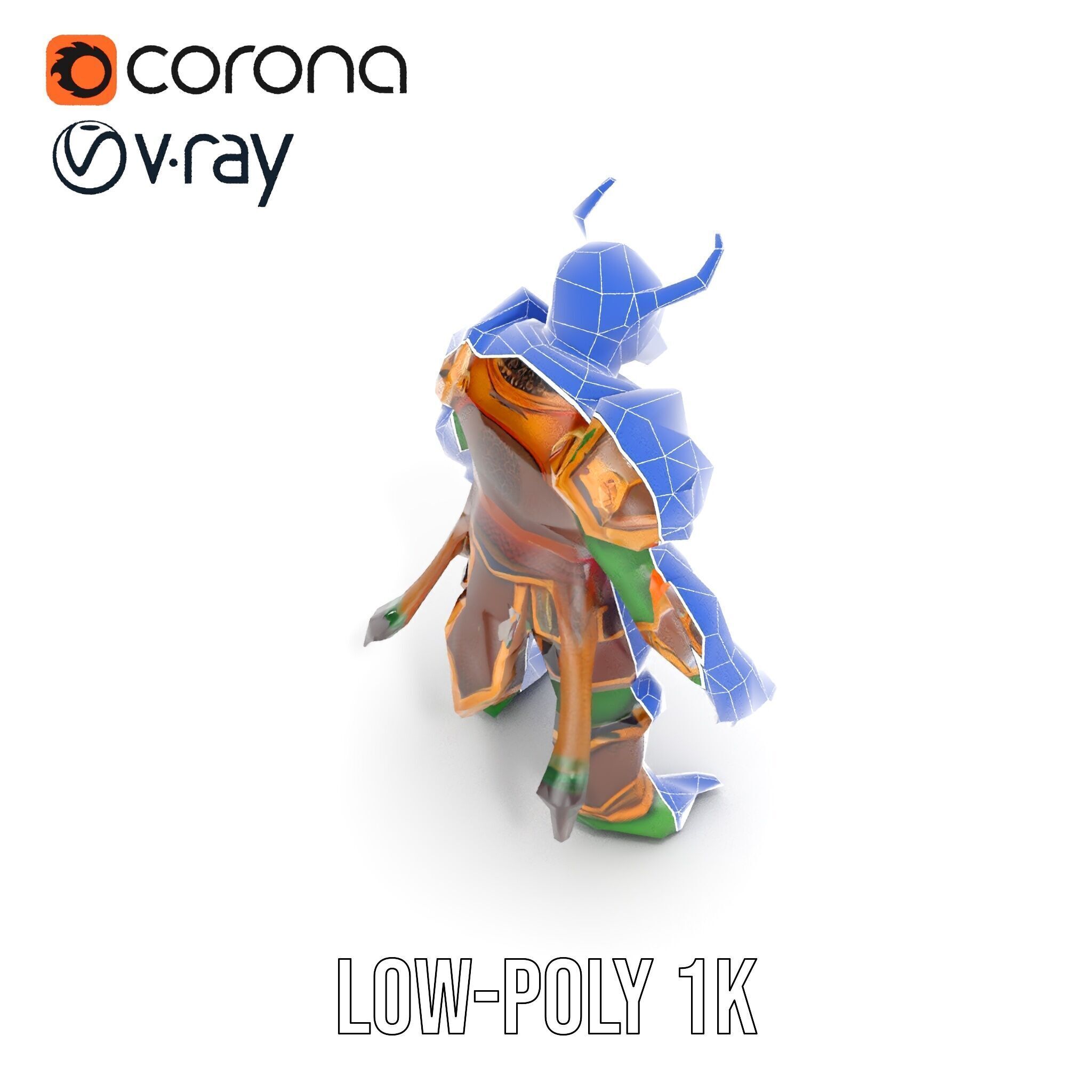 Orc Warlord Rigged and Animated D Character Model Low-poly 3D model_26