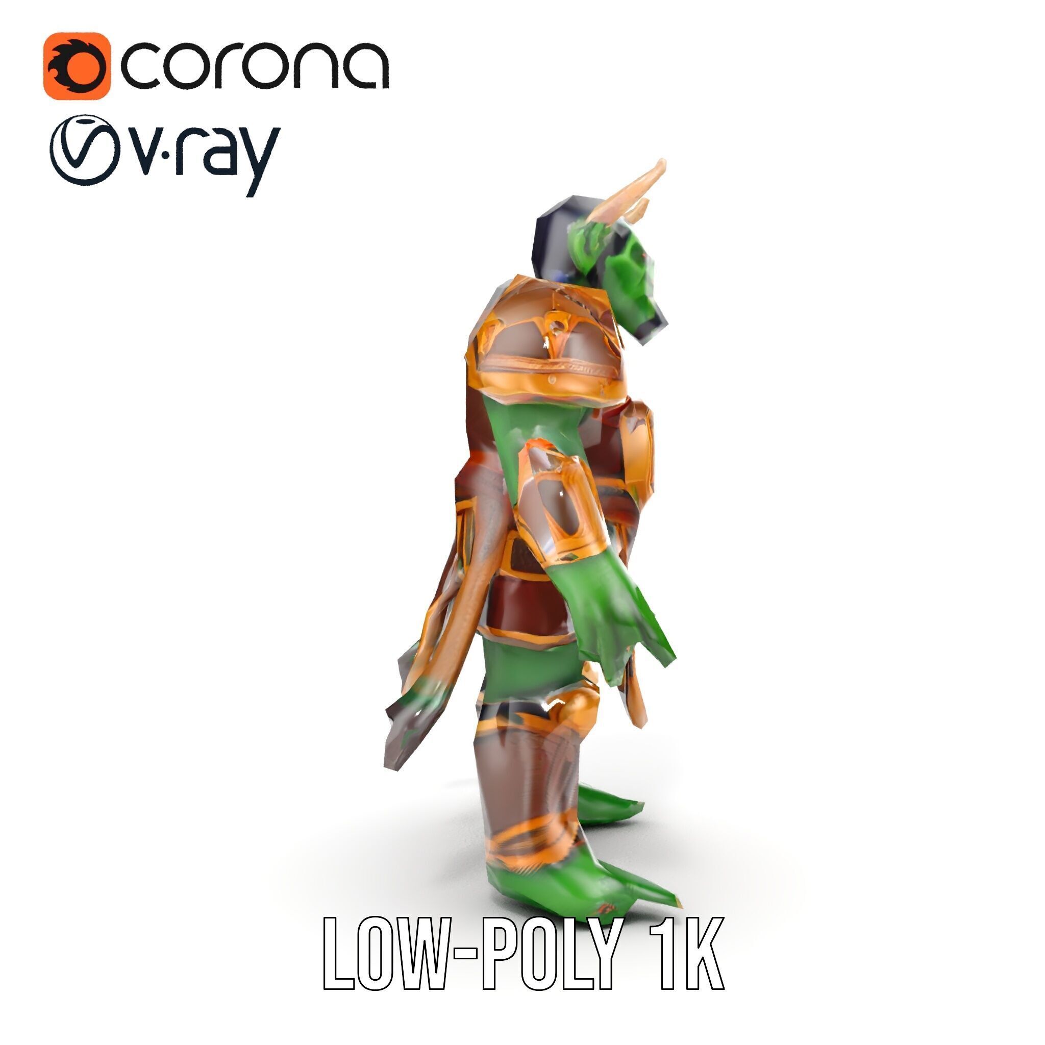 Orc Warlord Rigged and Animated D Character Model Low-poly 3D model_16