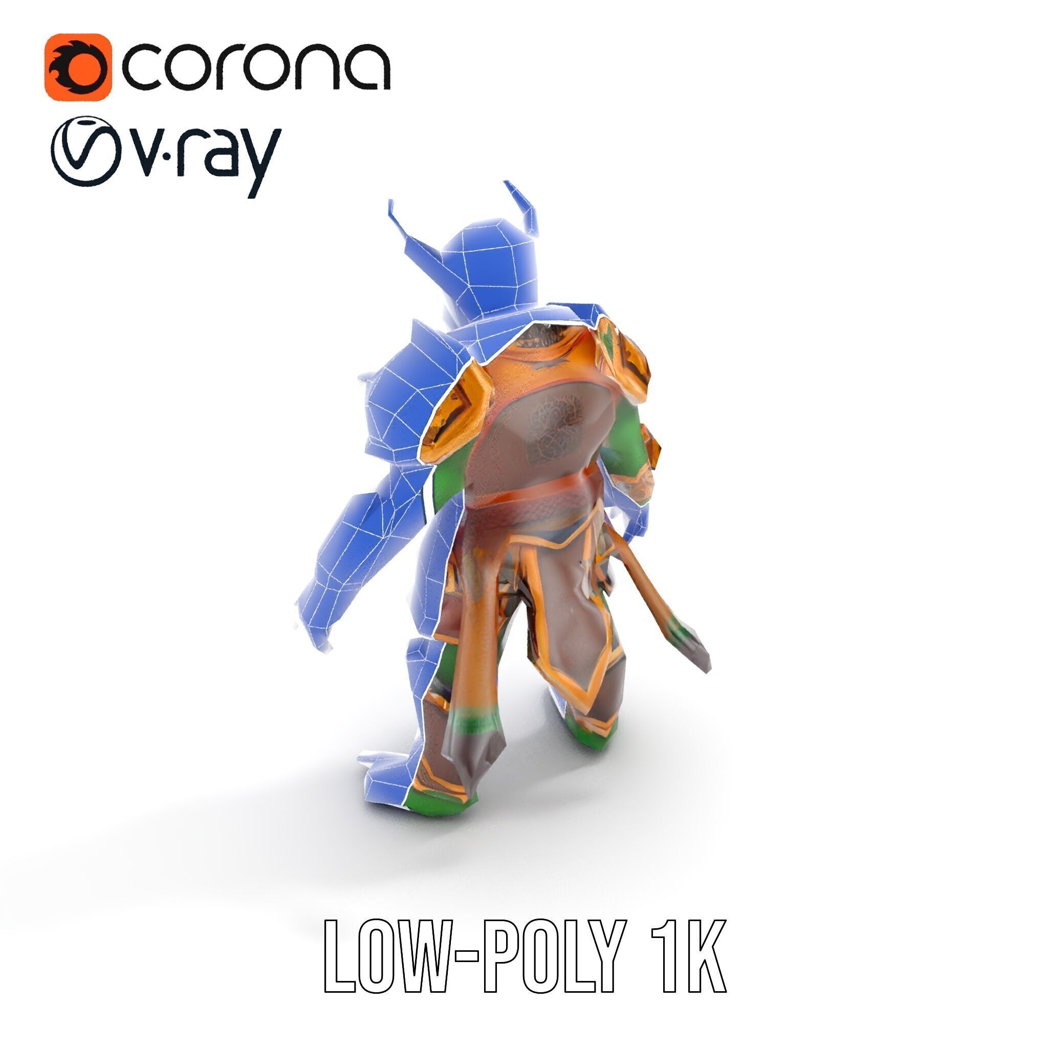 Orc Warlord Rigged and Animated D Character Model Low-poly 3D model_24