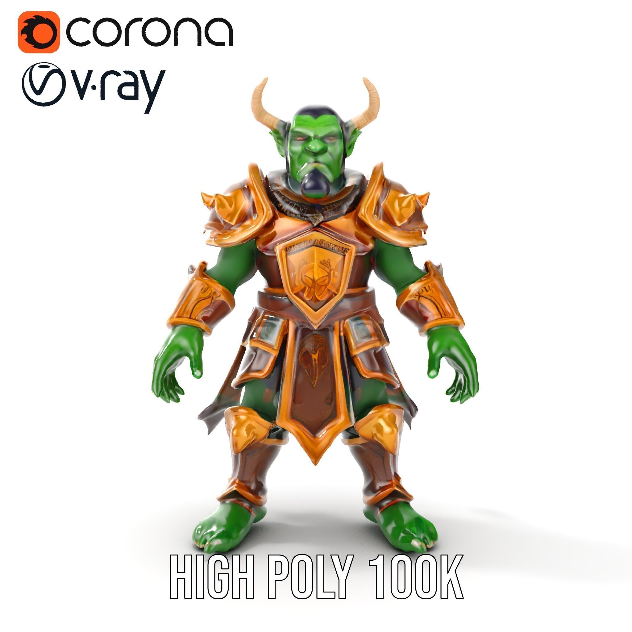 Orc Warlord Rigged and Animated D Character Model Low-poly 3D model_39