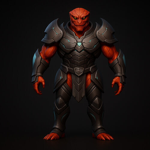 Armored Alien Warrior  Sci-Fi 3D Character Low-poly 3D model