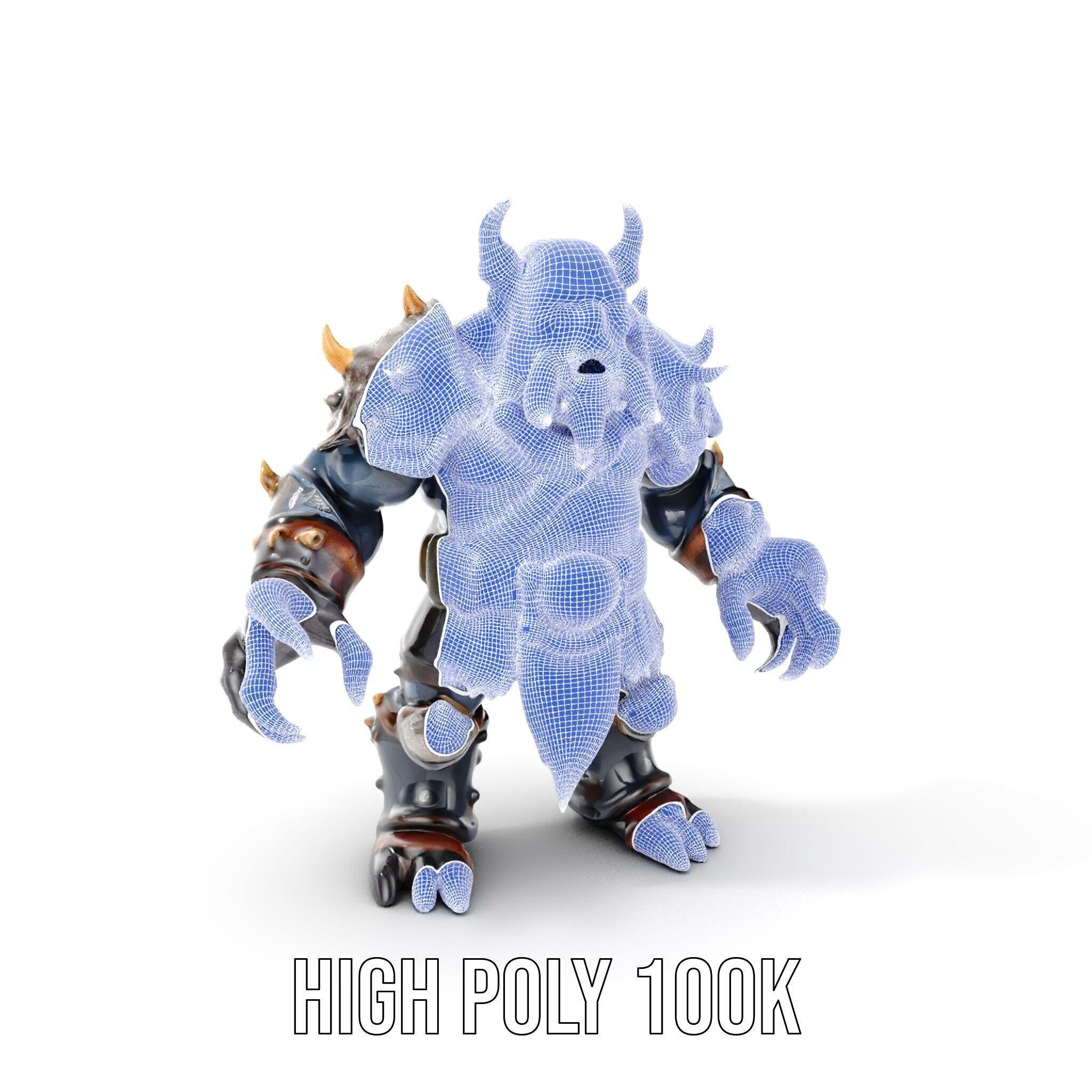 Orc Warlord Rigged and Animated with Skull Armor Low-poly 3D model_4