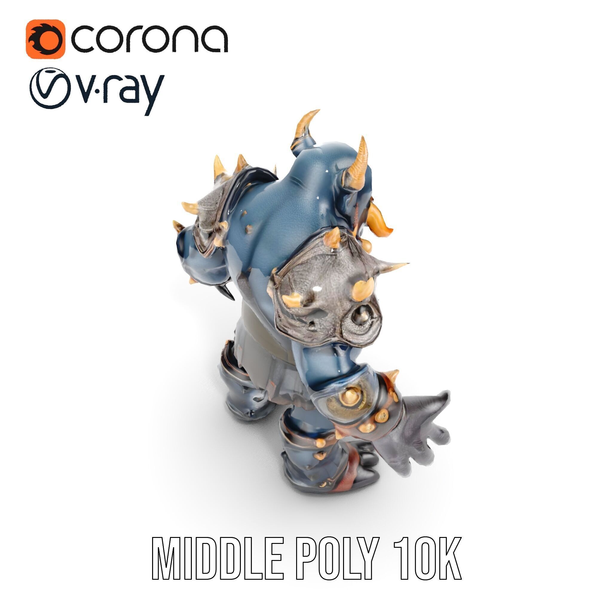 Orc Warlord Rigged and Animated with Skull Armor Low-poly 3D model_28