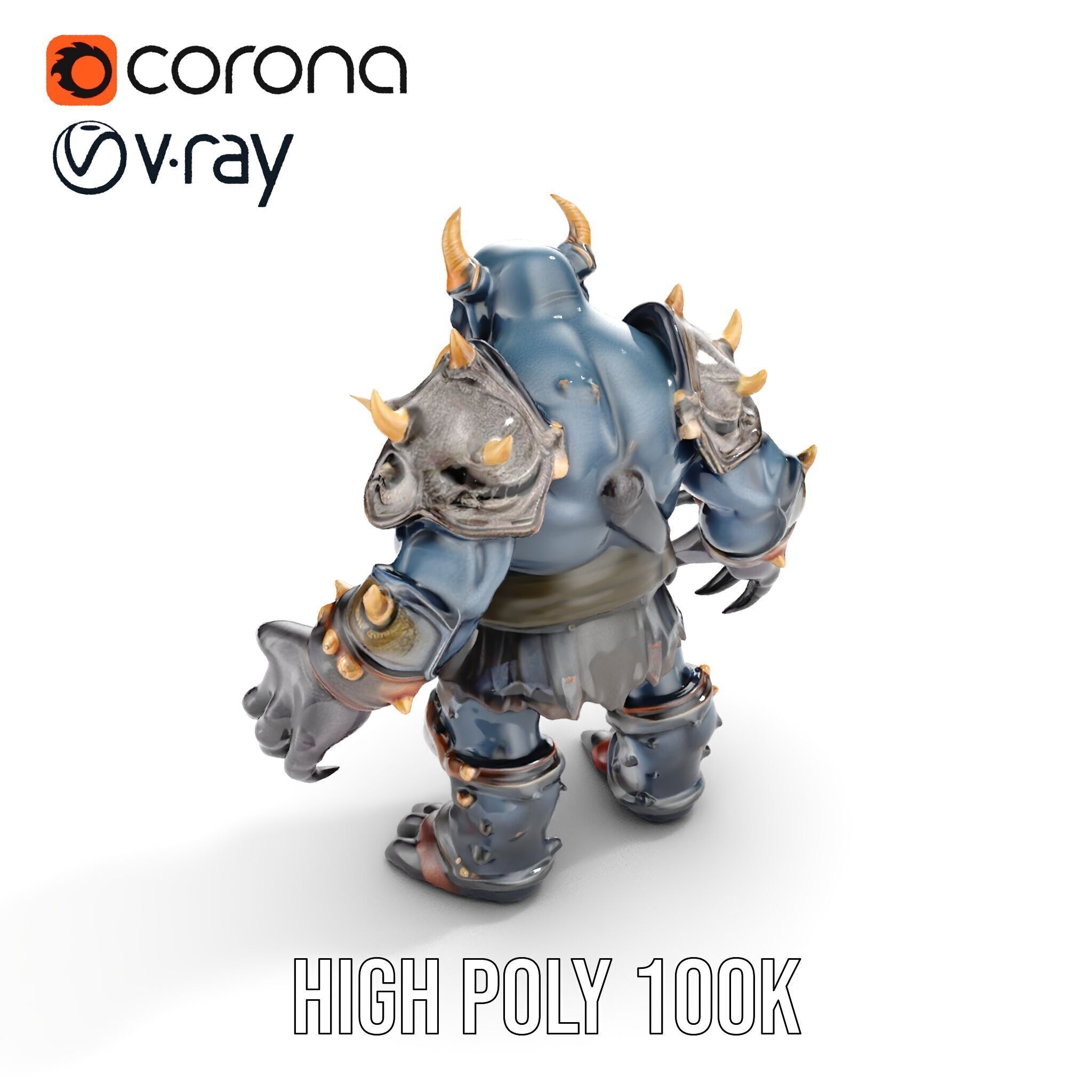 Orc Warlord Rigged and Animated with Skull Armor Low-poly 3D model_27