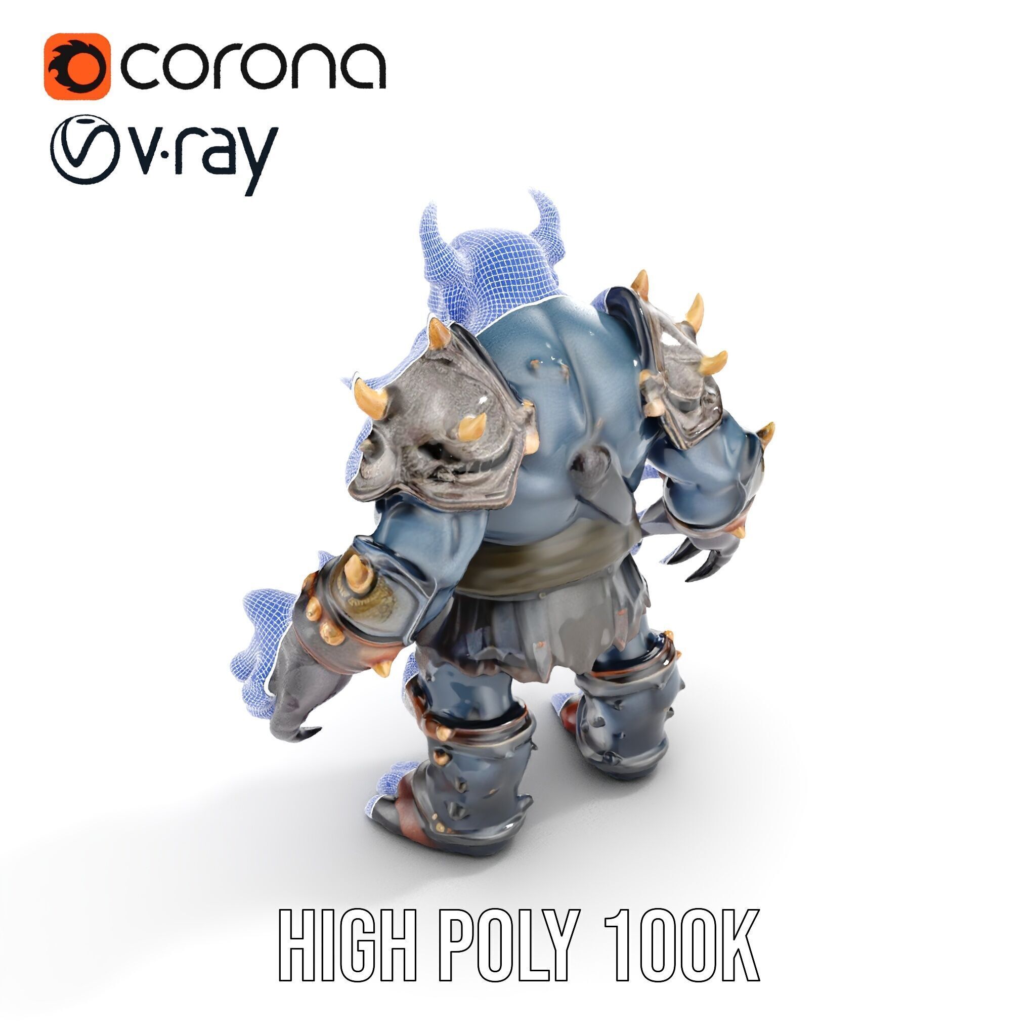 Orc Warlord Rigged and Animated with Skull Armor Low-poly 3D model_40