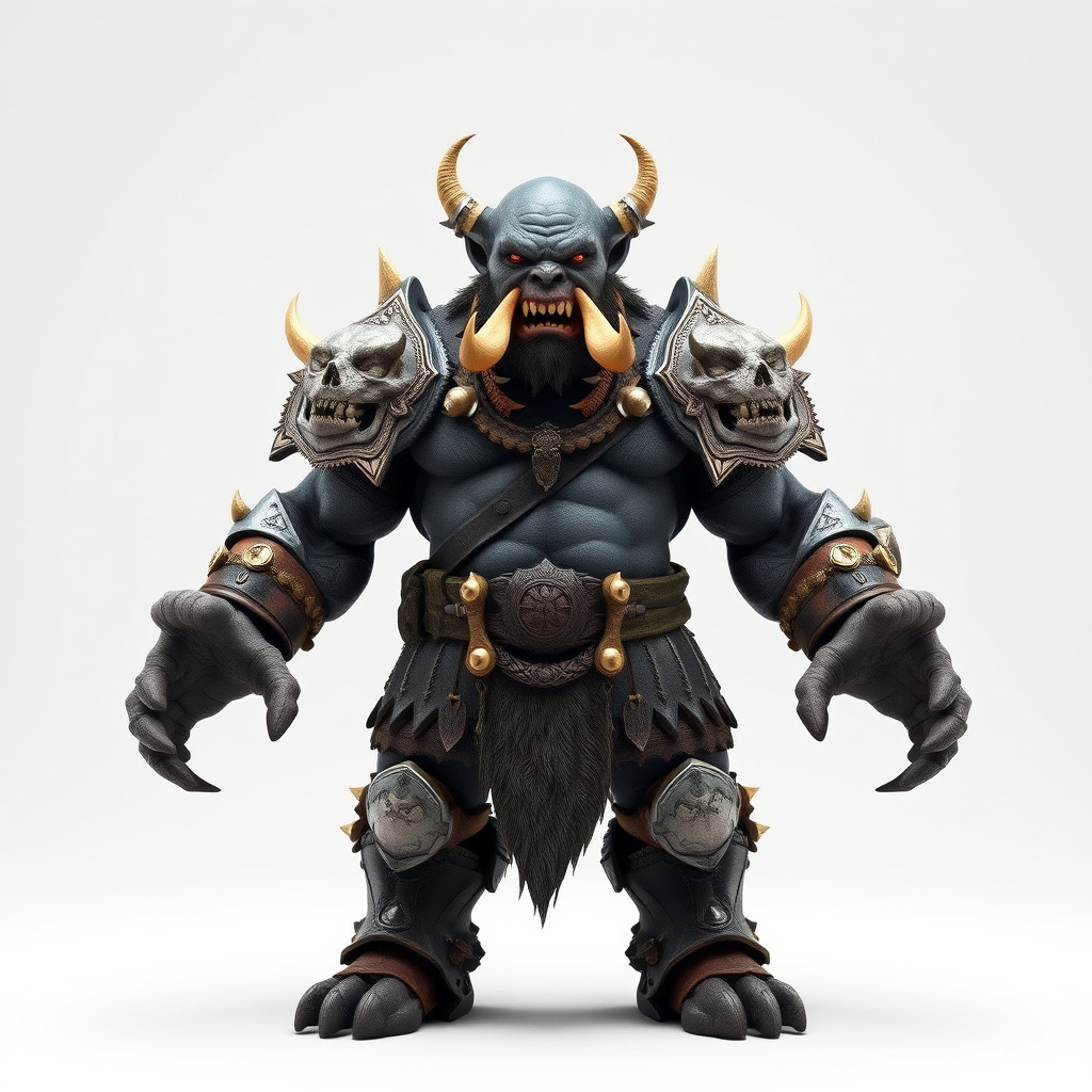 Orc Warlord Rigged and Animated with Skull Armor Low-poly 3D model_2