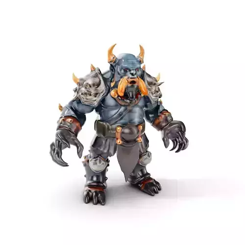 Orc Warlord Rigged and Animated with Skull Armor Low-poly 3D model