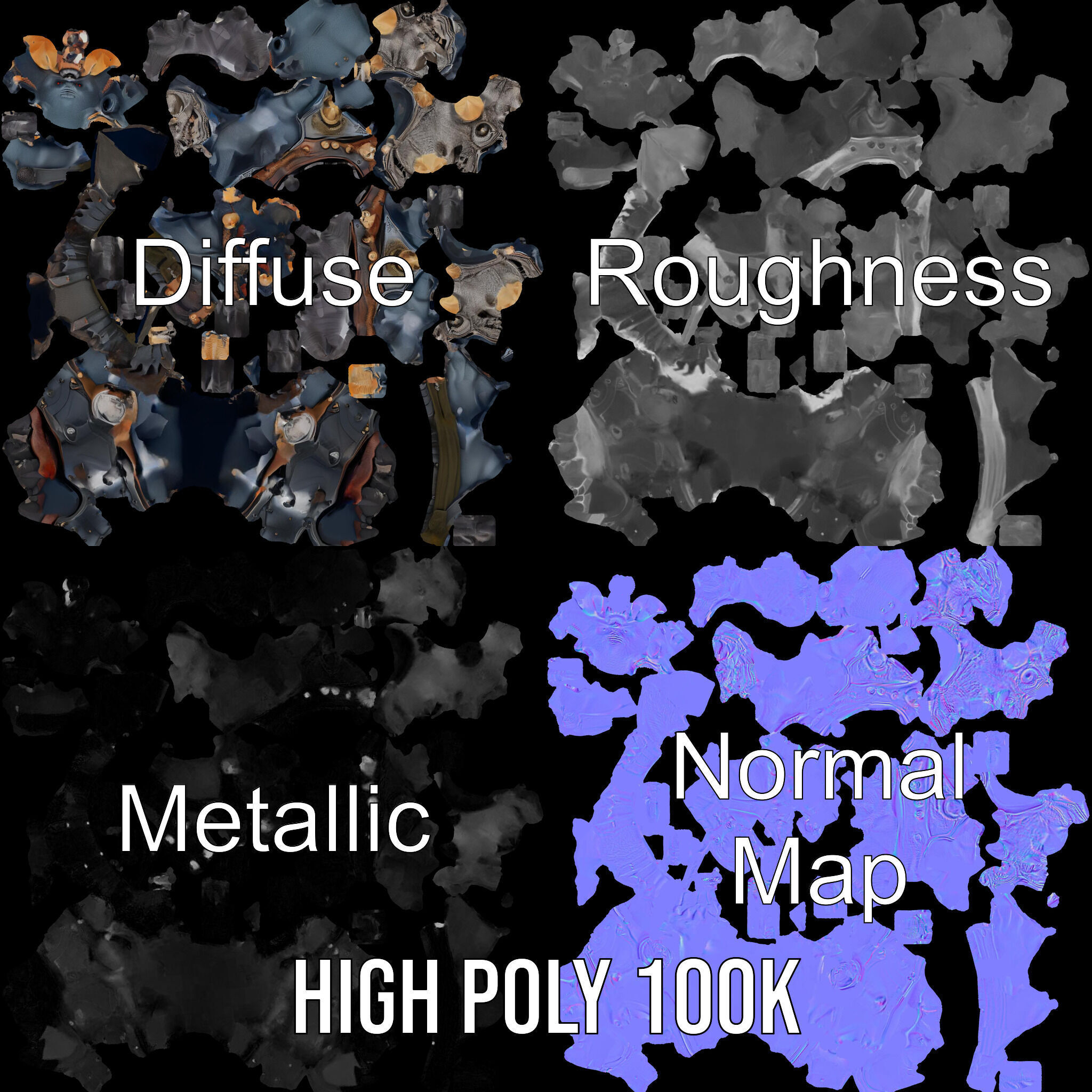 Orc Warlord Rigged and Animated with Skull Armor Low-poly 3D model_3