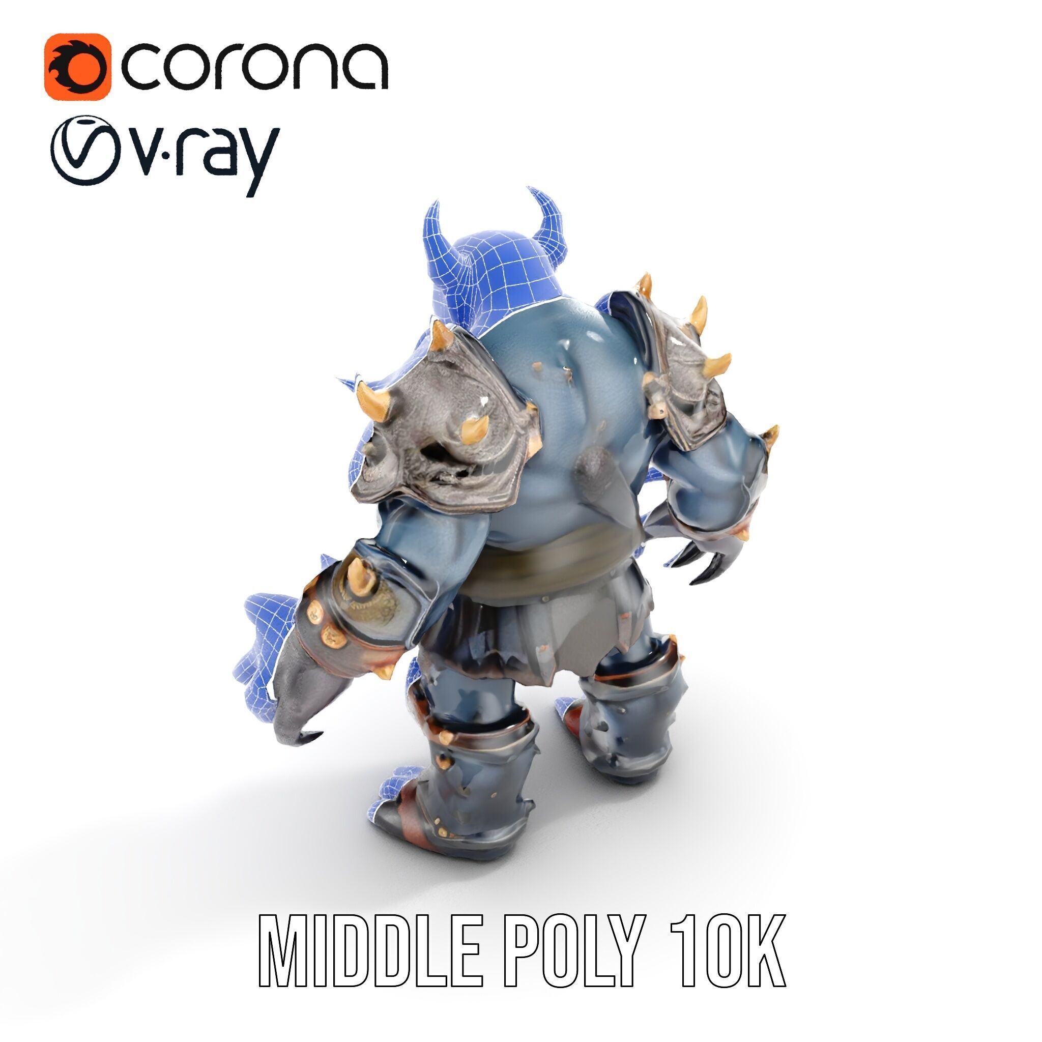 Orc Warlord Rigged and Animated with Skull Armor Low-poly 3D model_31