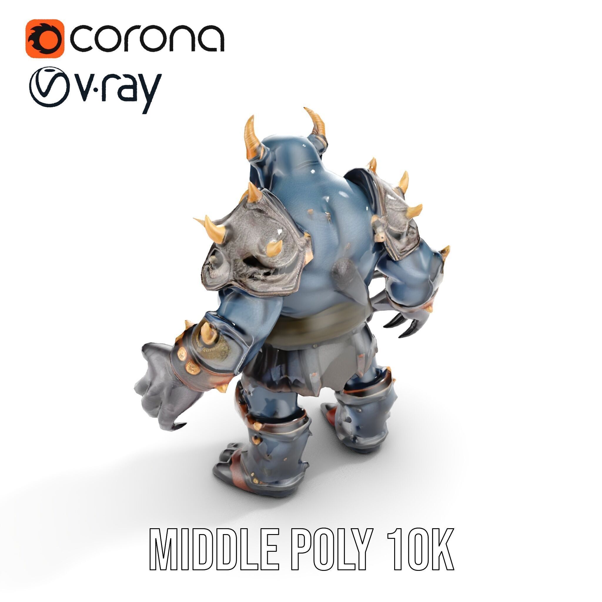 Orc Warlord Rigged and Animated with Skull Armor Low-poly 3D model_20