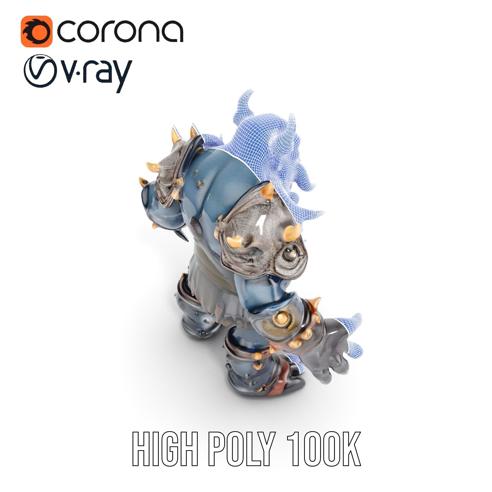 Orc Warlord Rigged and Animated with Skull Armor Low-poly 3D model_33