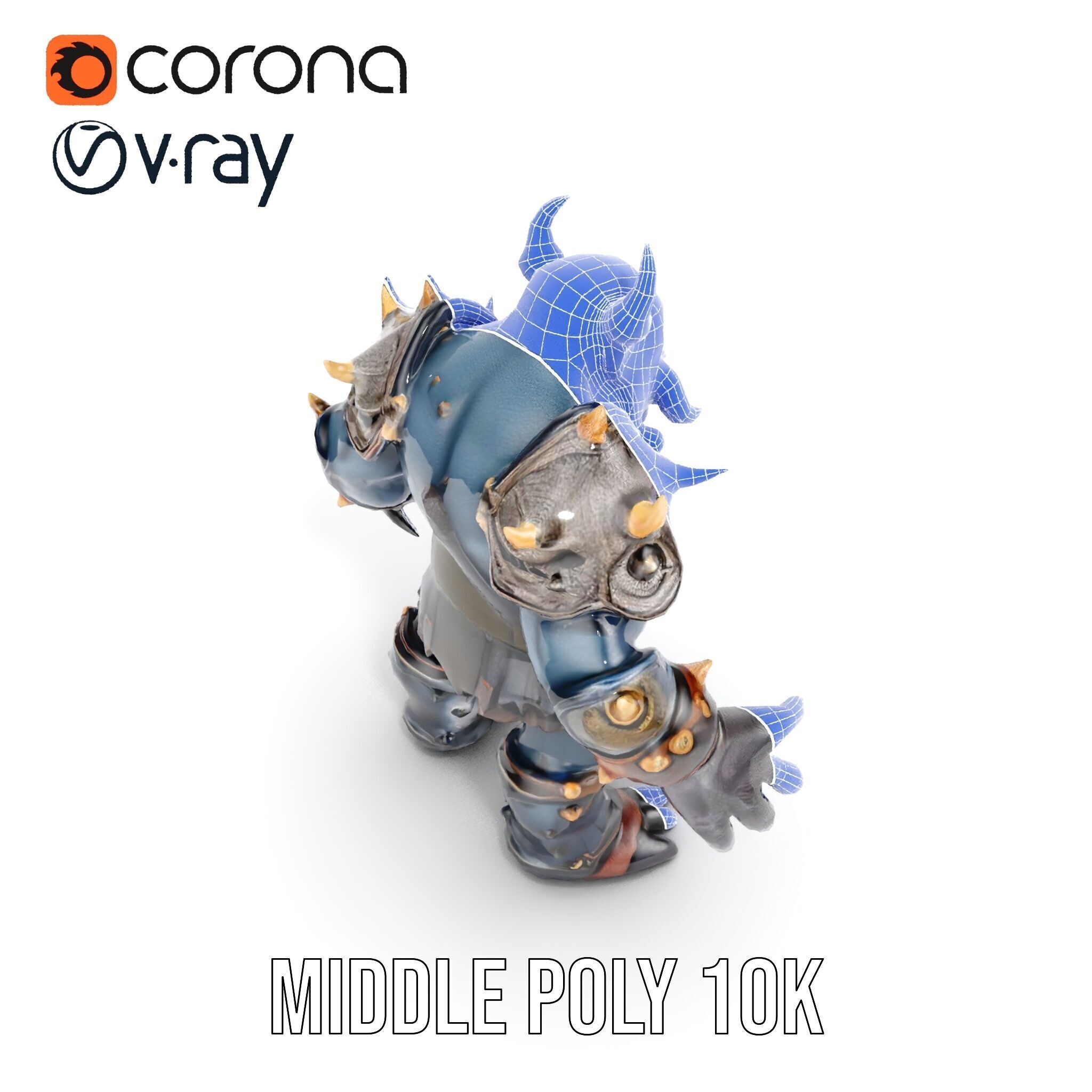 Orc Warlord Rigged and Animated with Skull Armor Low-poly 3D model_15