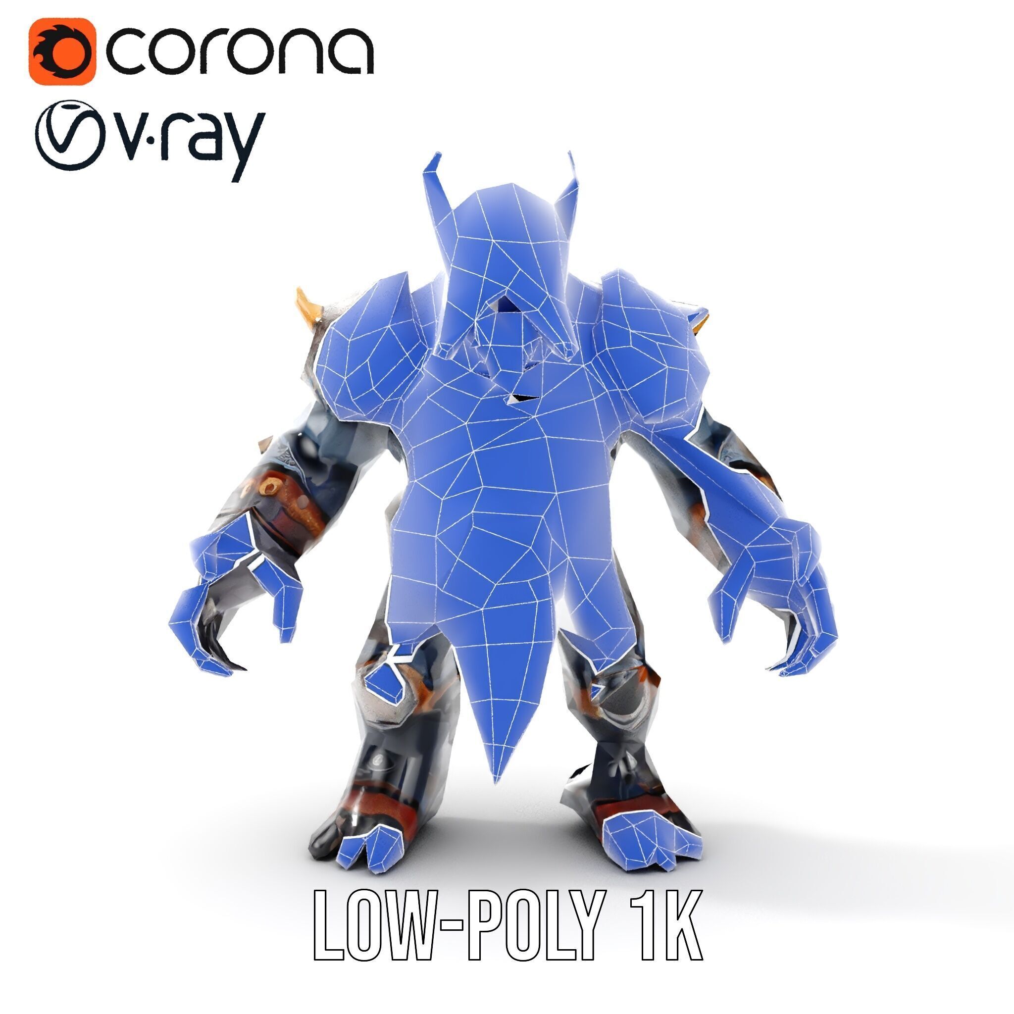 Orc Warlord Rigged and Animated with Skull Armor Low-poly 3D model_29