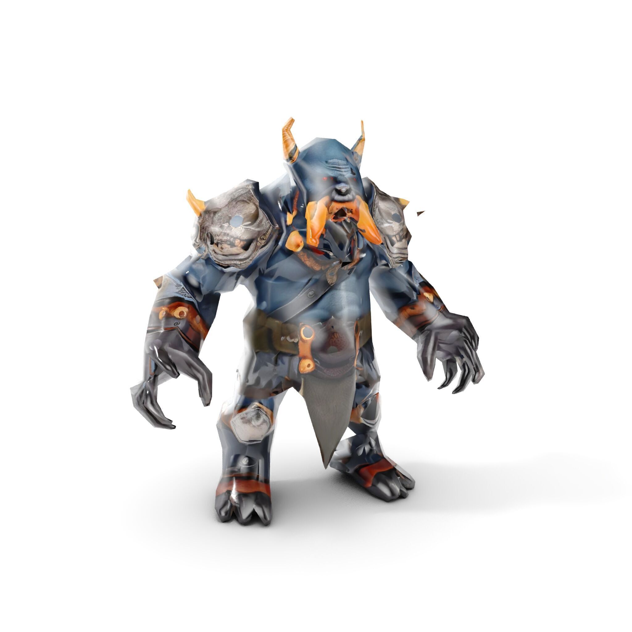 Orc Warlord Rigged and Animated with Skull Armor Low-poly 3D model_13