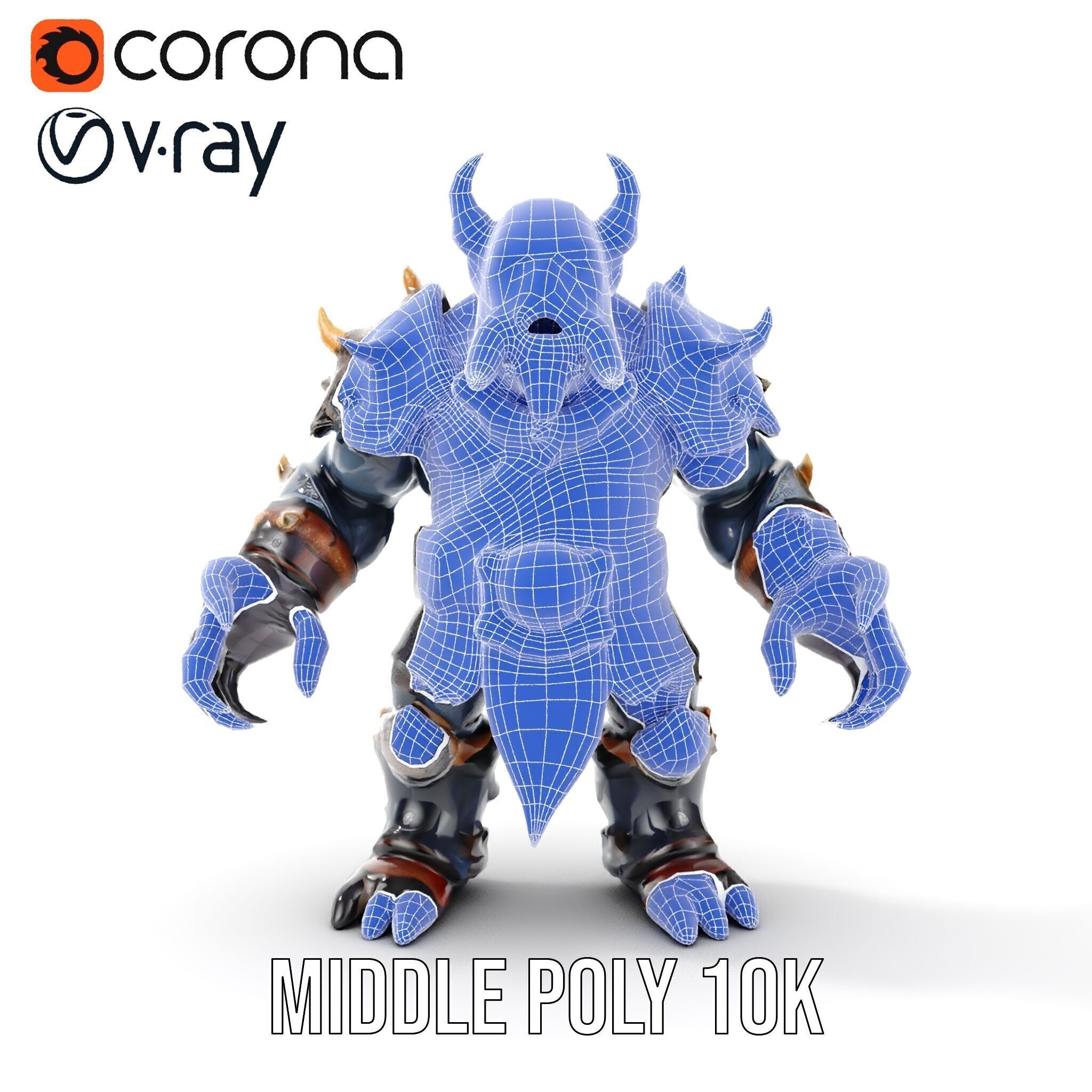 Orc Warlord Rigged and Animated with Skull Armor Low-poly 3D model_25