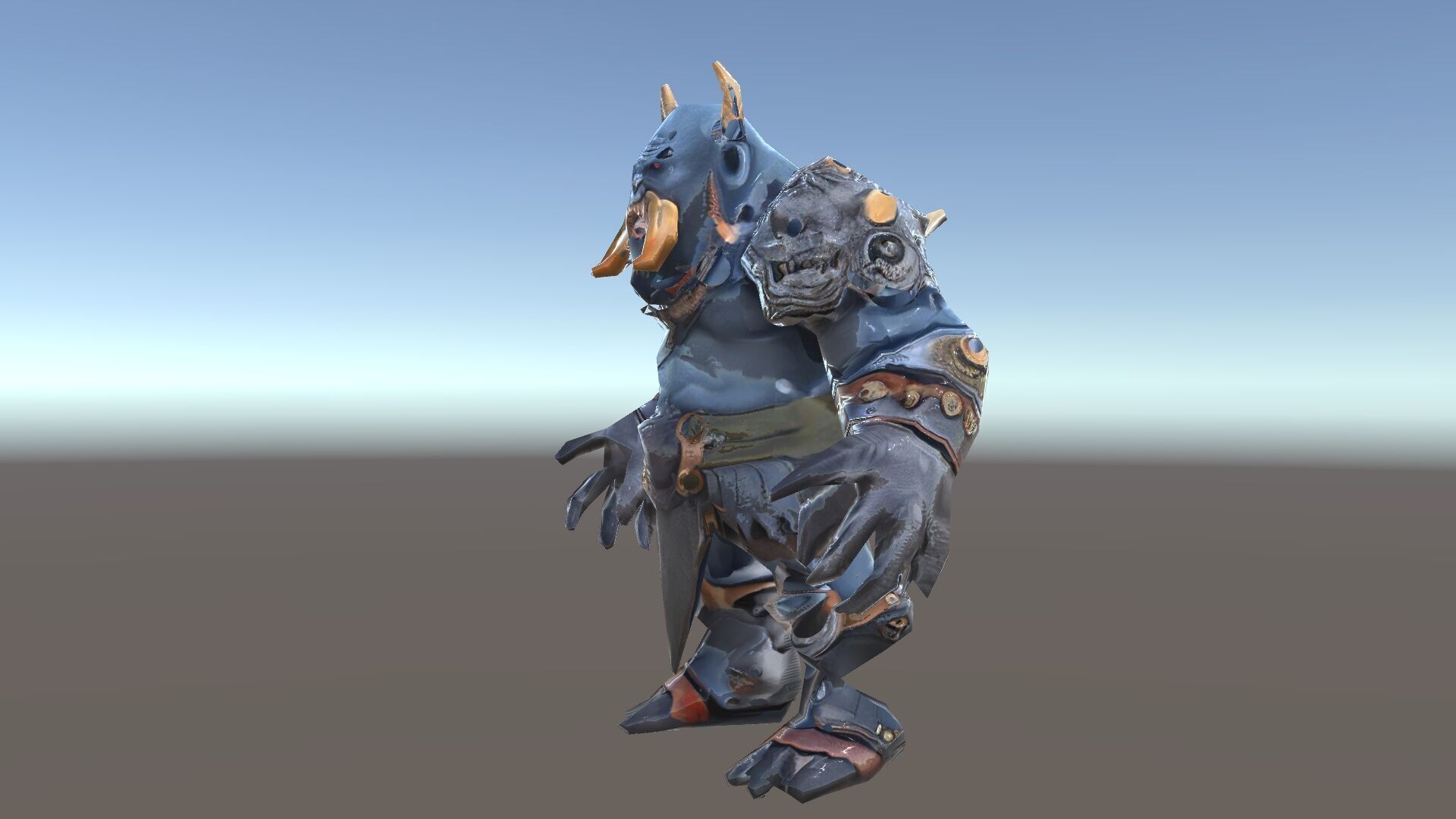 Orc Warlord Rigged and Animated with Skull Armor Low-poly 3D model_35