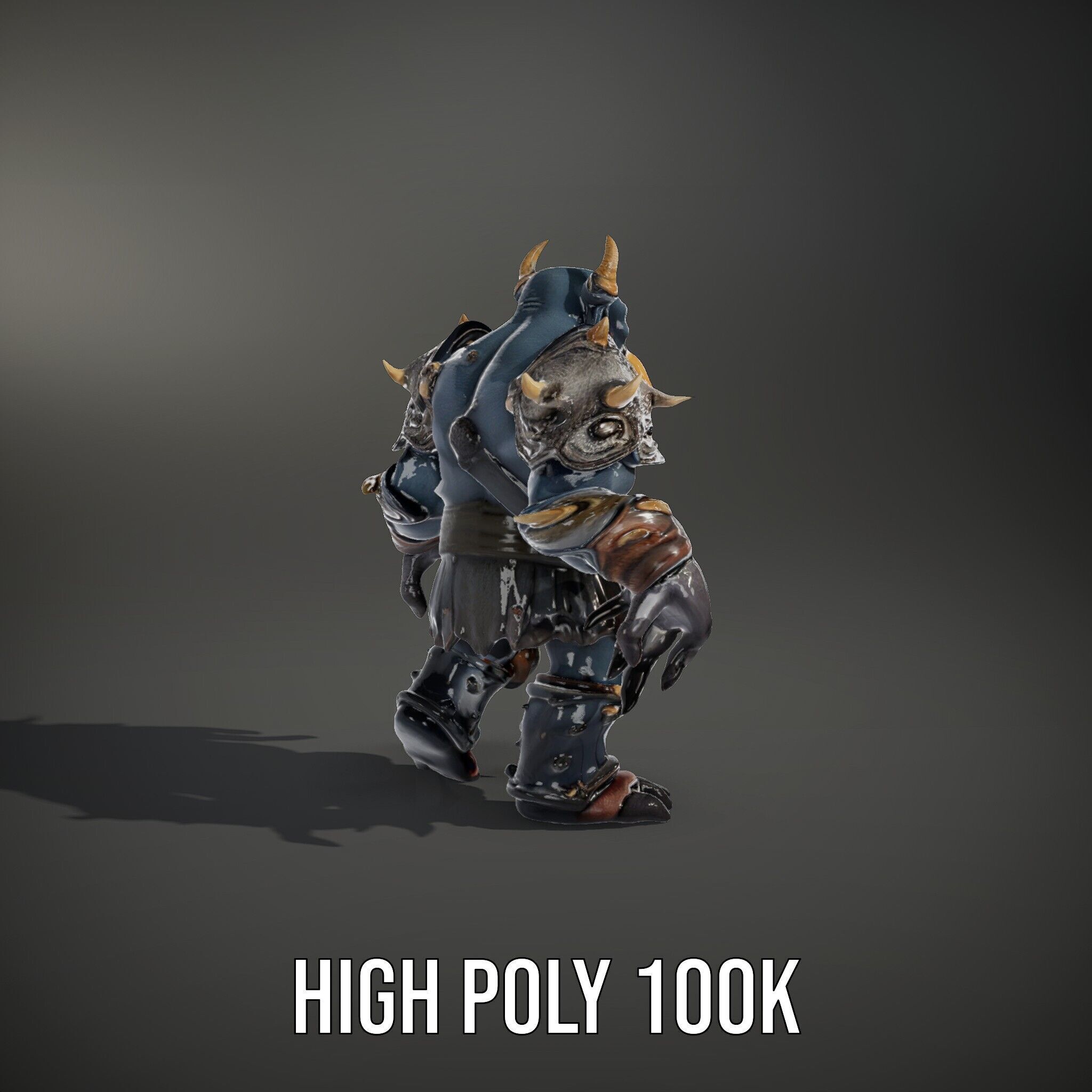 Orc Warlord Rigged and Animated with Skull Armor Low-poly 3D model_11