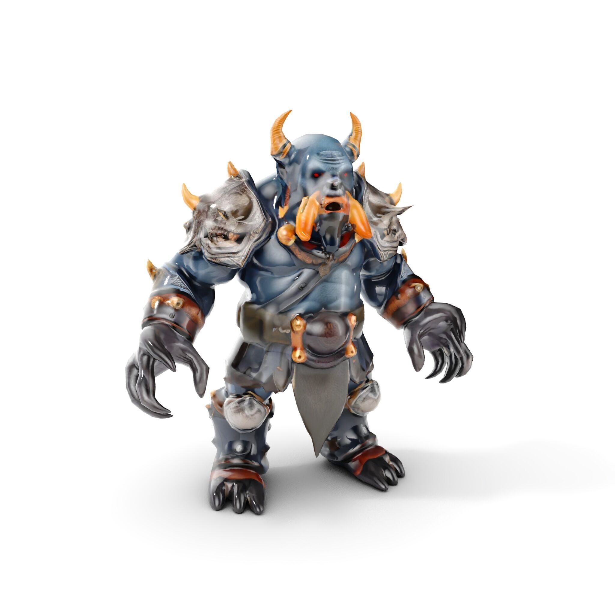 Orc Warlord Rigged and Animated with Skull Armor Low-poly 3D model_12