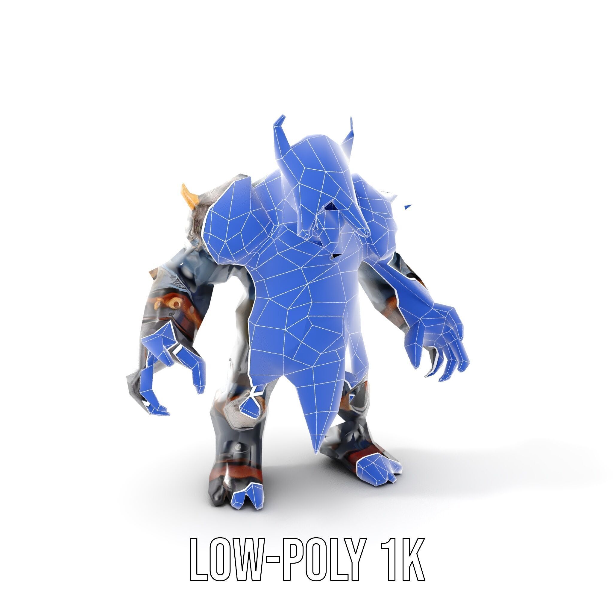 Orc Warlord Rigged and Animated with Skull Armor Low-poly 3D model_23