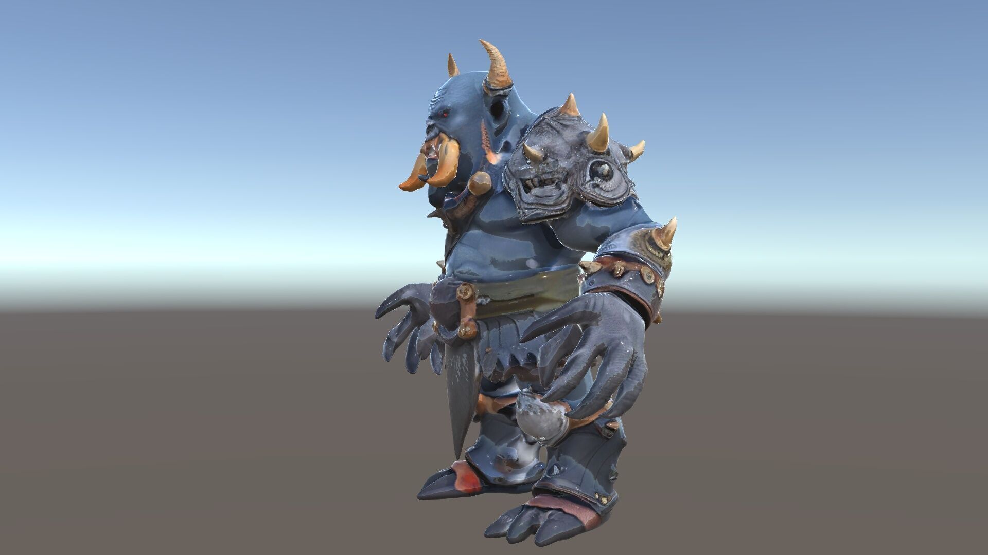 Orc Warlord Rigged and Animated with Skull Armor Low-poly 3D model_38
