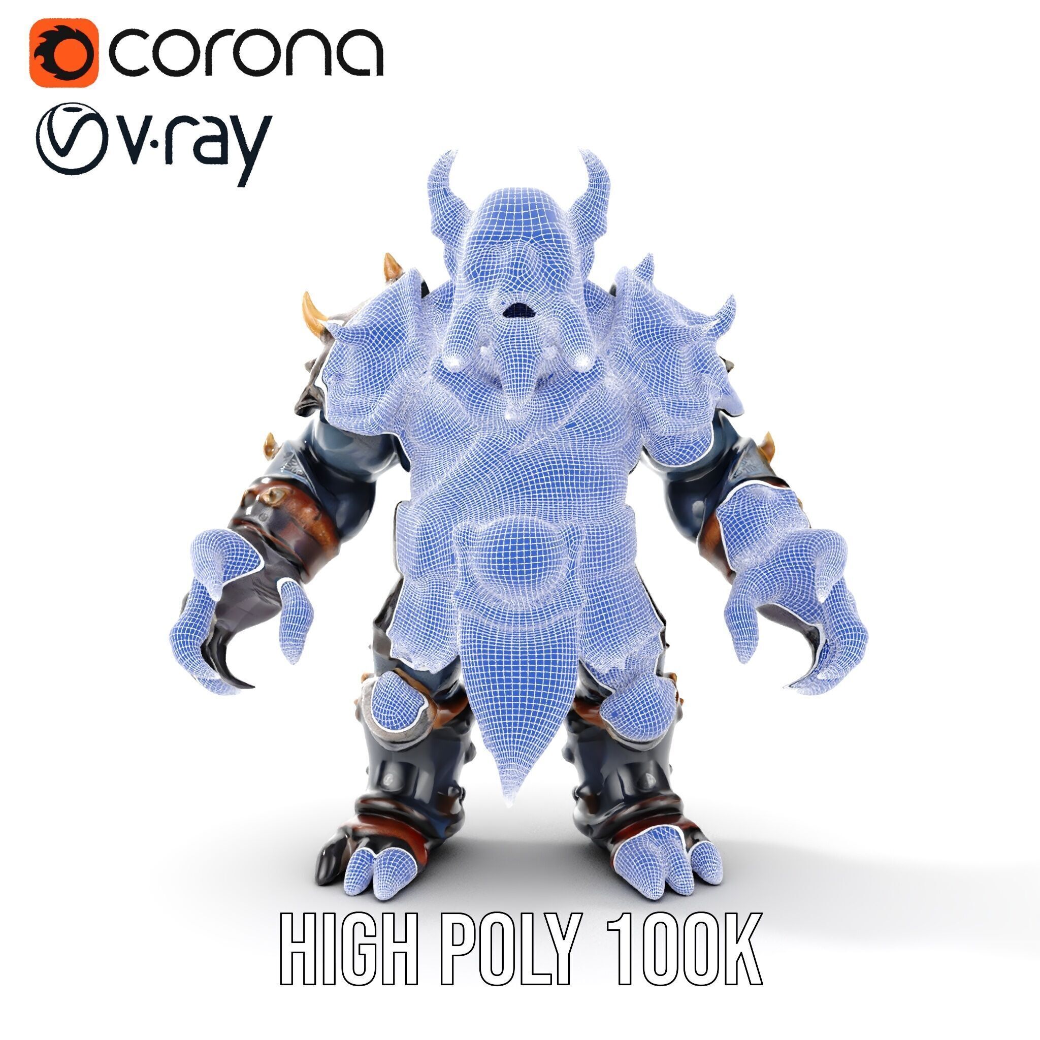 Orc Warlord Rigged and Animated with Skull Armor Low-poly 3D model_39