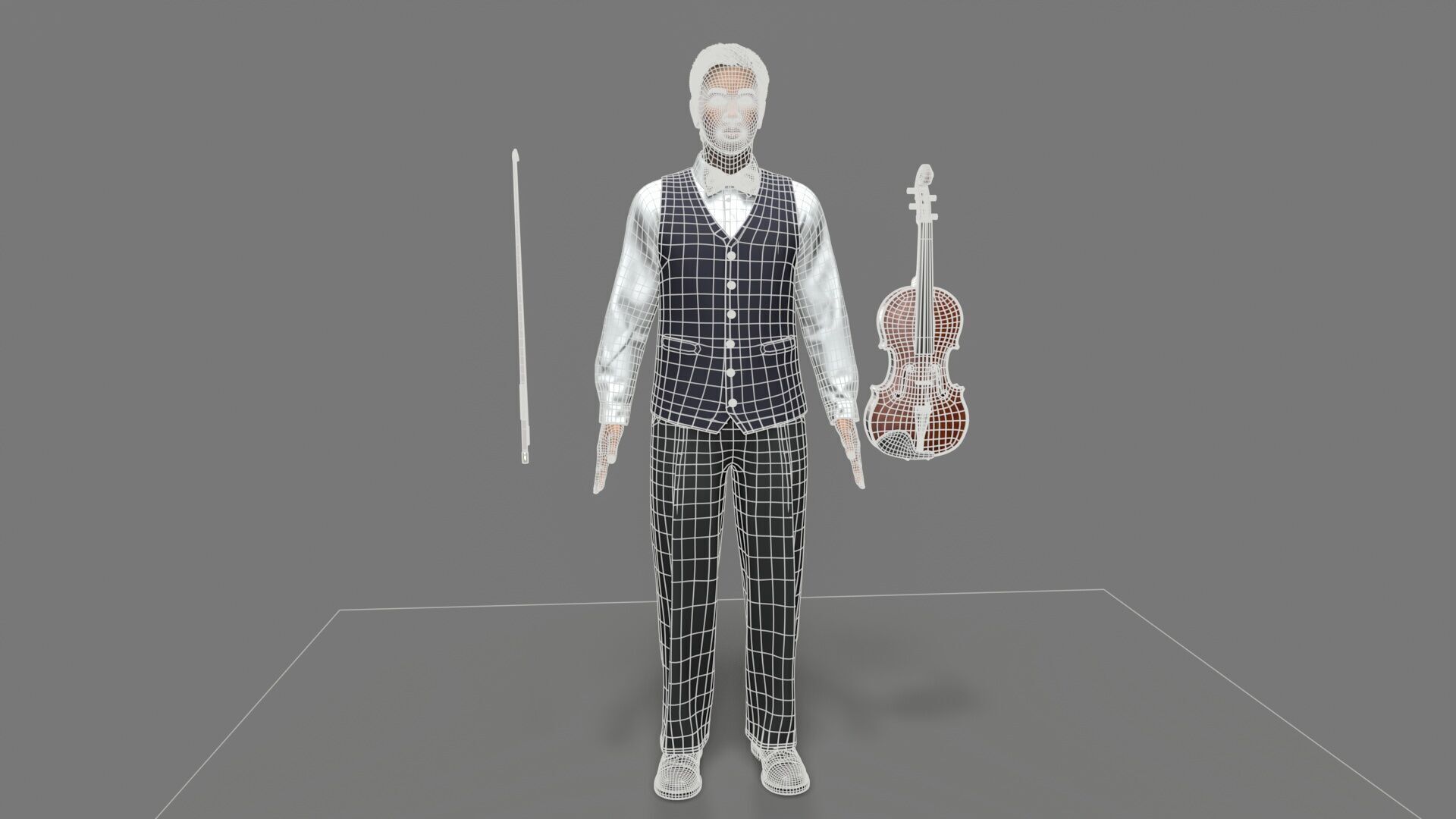 violiniset Low-poly 3D model_11