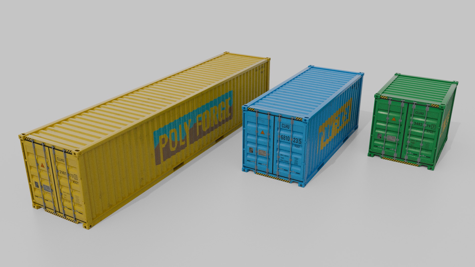 Shipping Containers Set - Customizable - Interior and Exterior 3D Model Collection_4