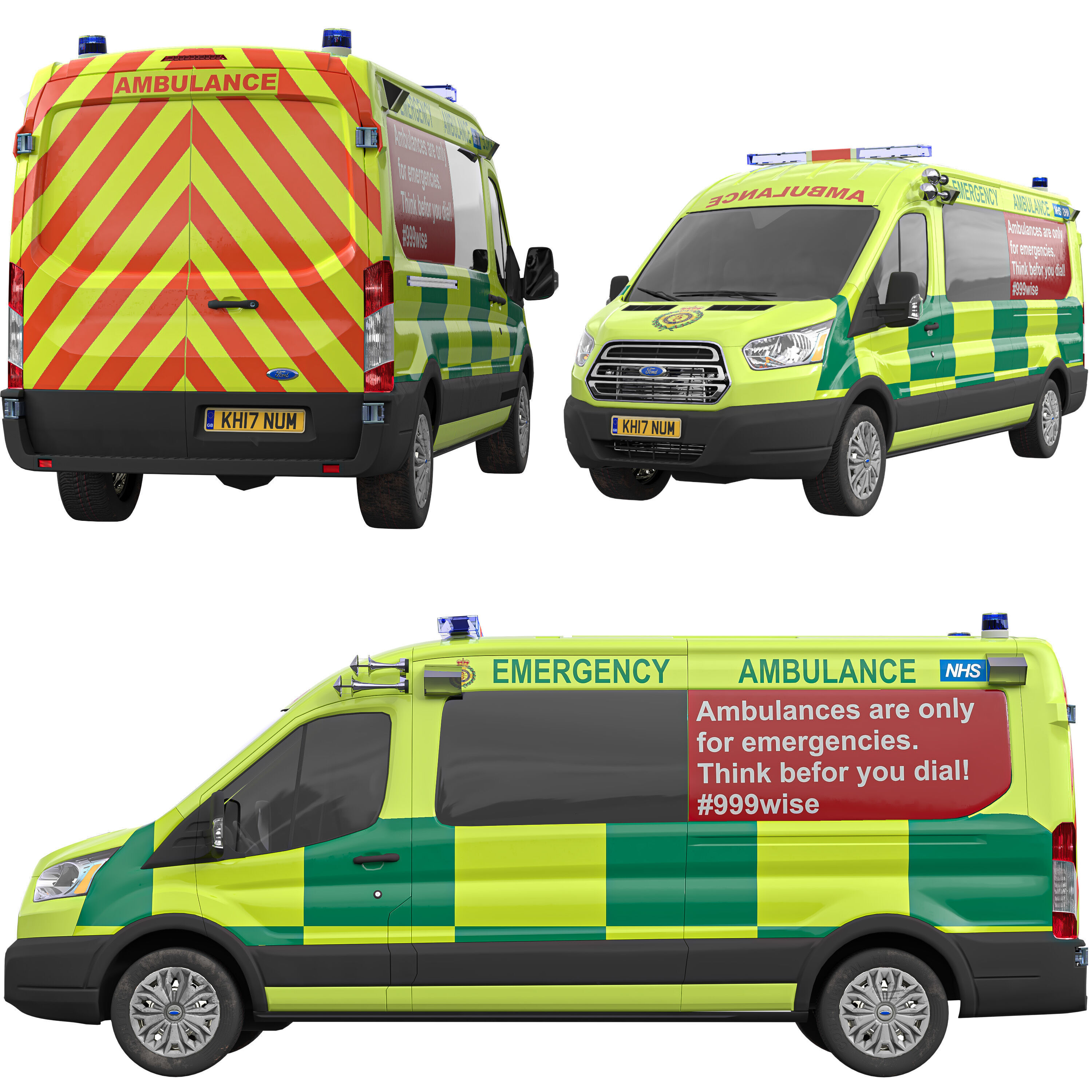 Emergency Ambulance Great Britain Game-Ready 3D Model Low-poly 3D model_3