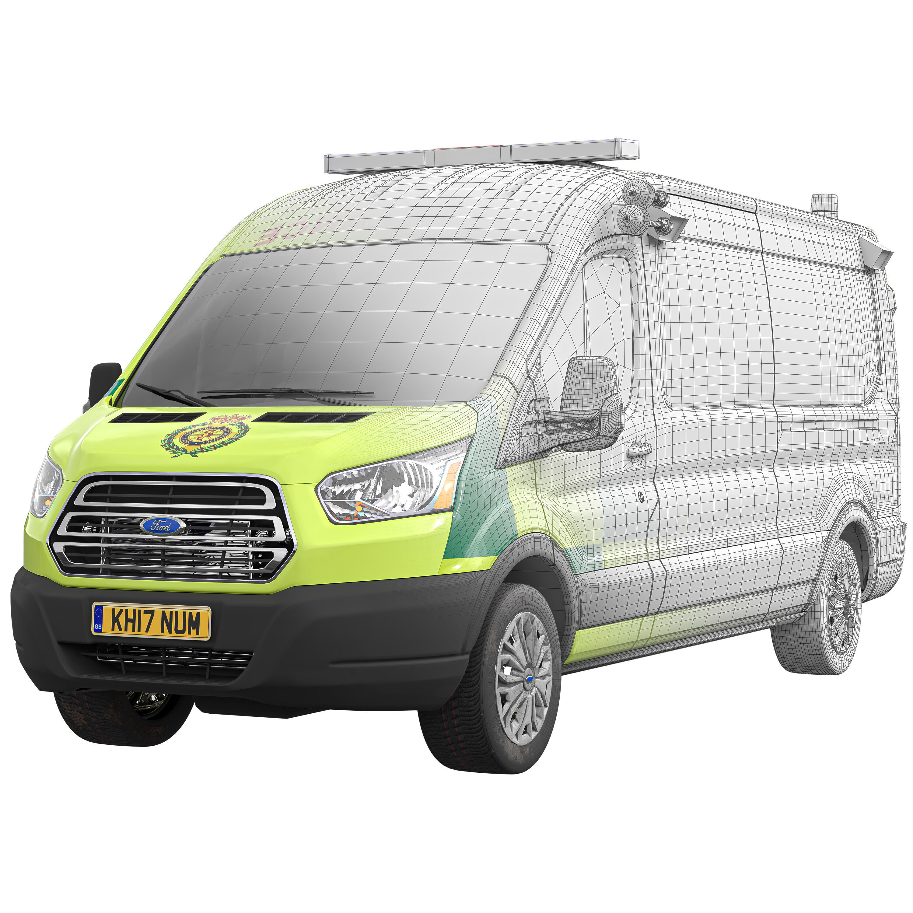 Emergency Ambulance Great Britain Game-Ready 3D Model Low-poly 3D model_8
