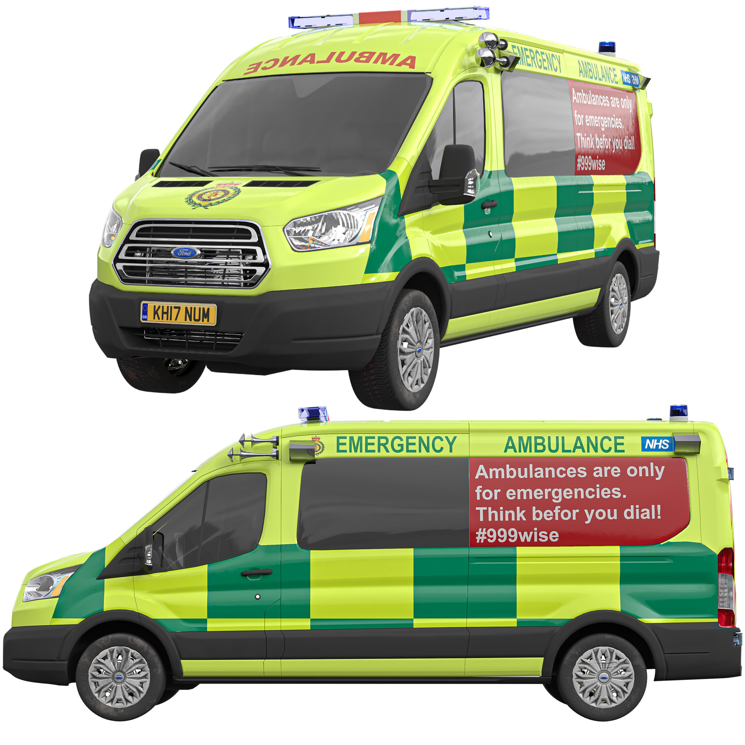 Emergency Ambulance Great Britain Game-Ready 3D Model Low-poly 3D model_2