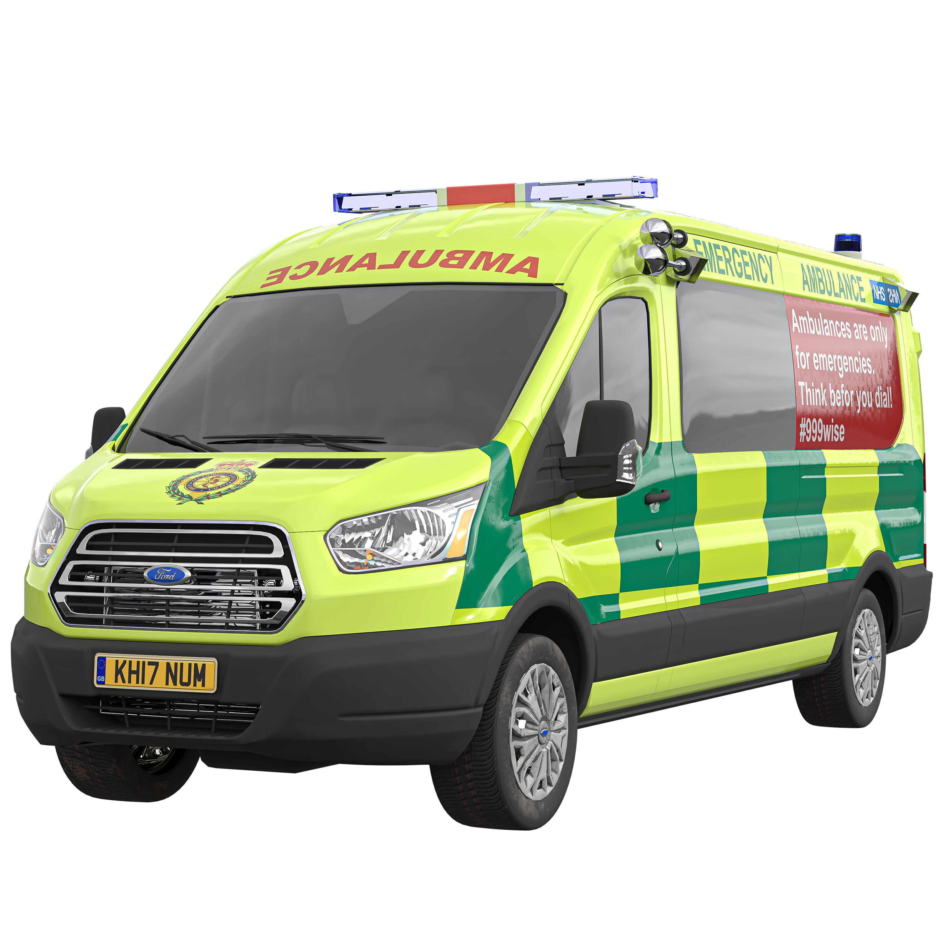 Emergency Ambulance Great Britain Game-Ready 3D Model Low-poly 3D model_6