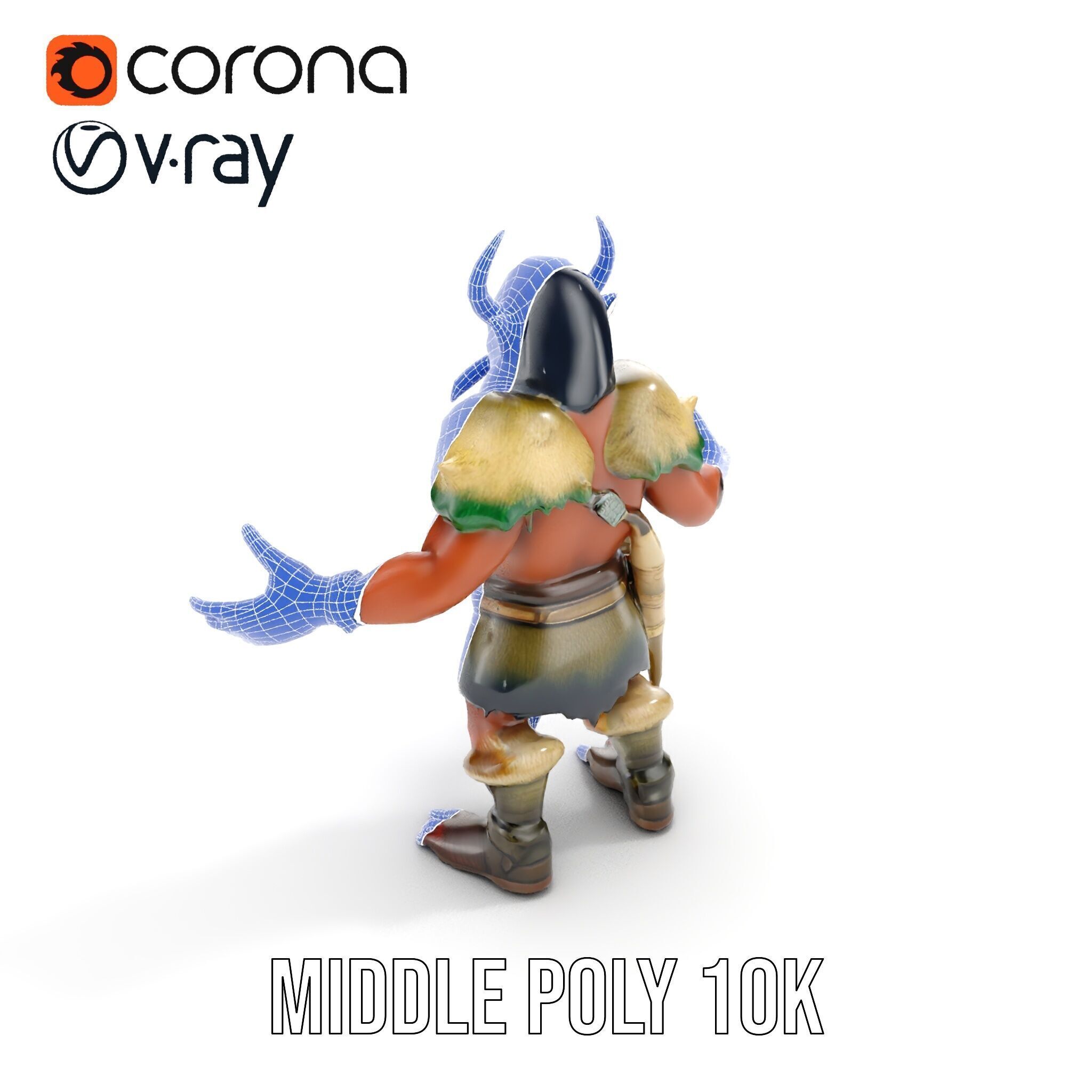 Horned Warrior Dwarf Rigged and Animated D Character Model Low-poly 3D model_28