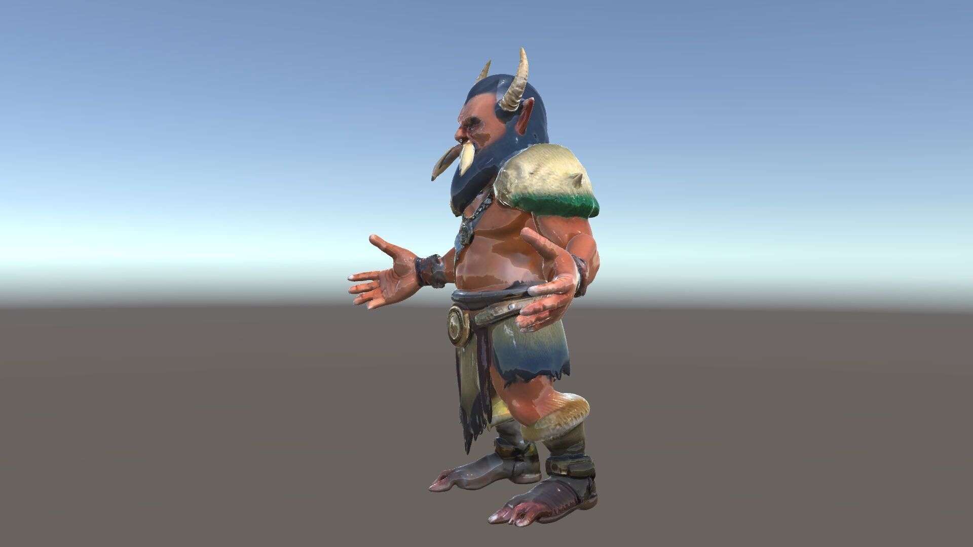 Horned Warrior Dwarf Rigged and Animated D Character Model Low-poly 3D model_5