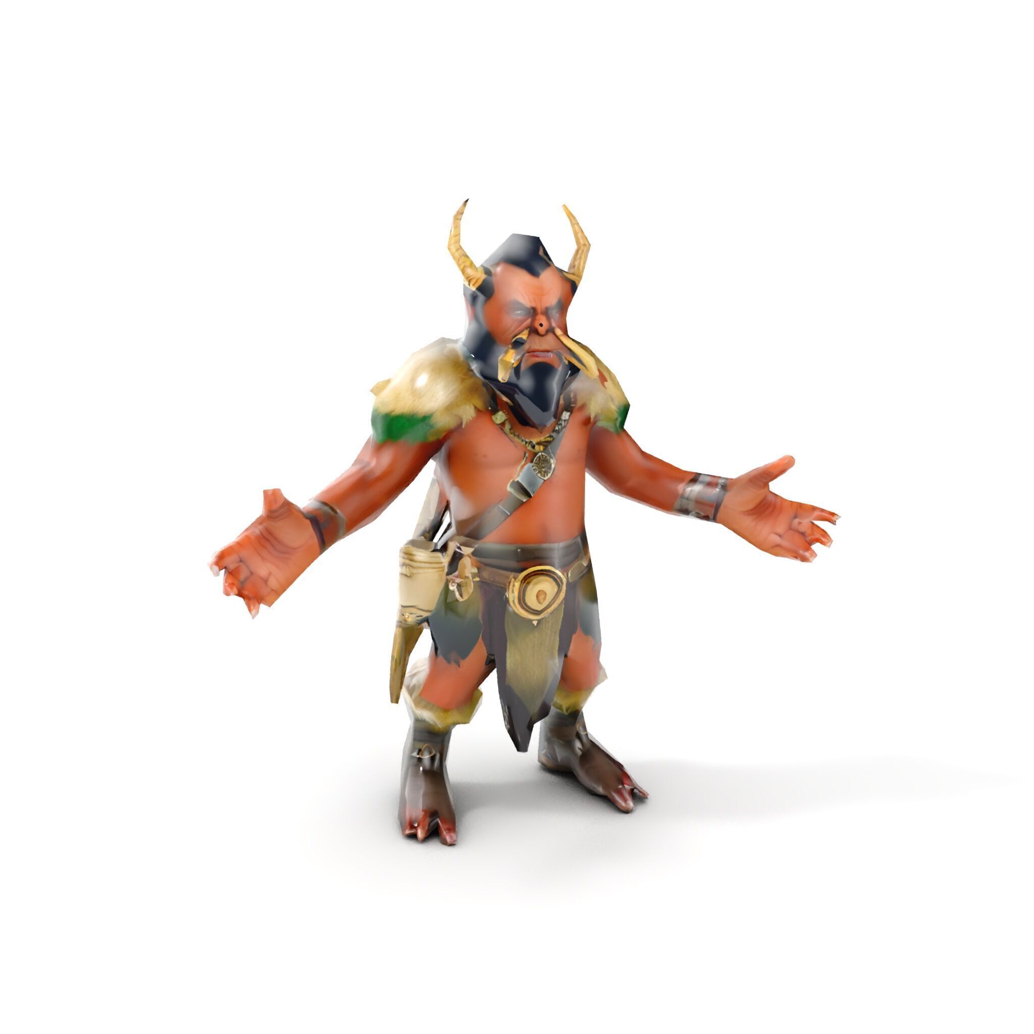 Horned Warrior Dwarf Rigged and Animated D Character Model Low-poly 3D model_7