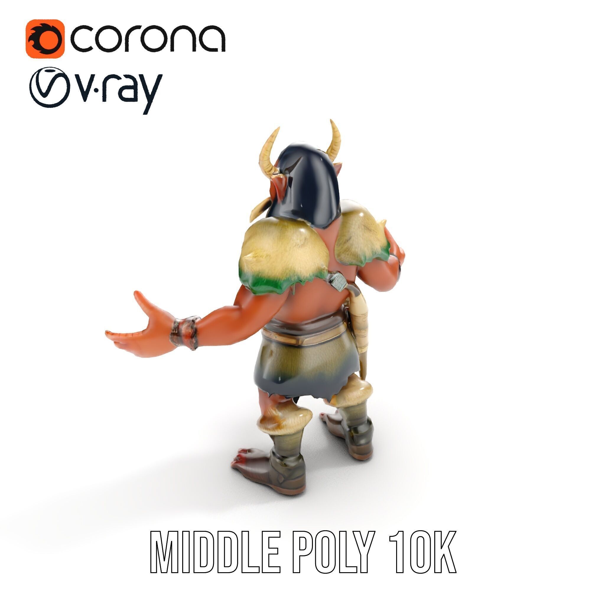 Horned Warrior Dwarf Rigged and Animated D Character Model Low-poly 3D model_20