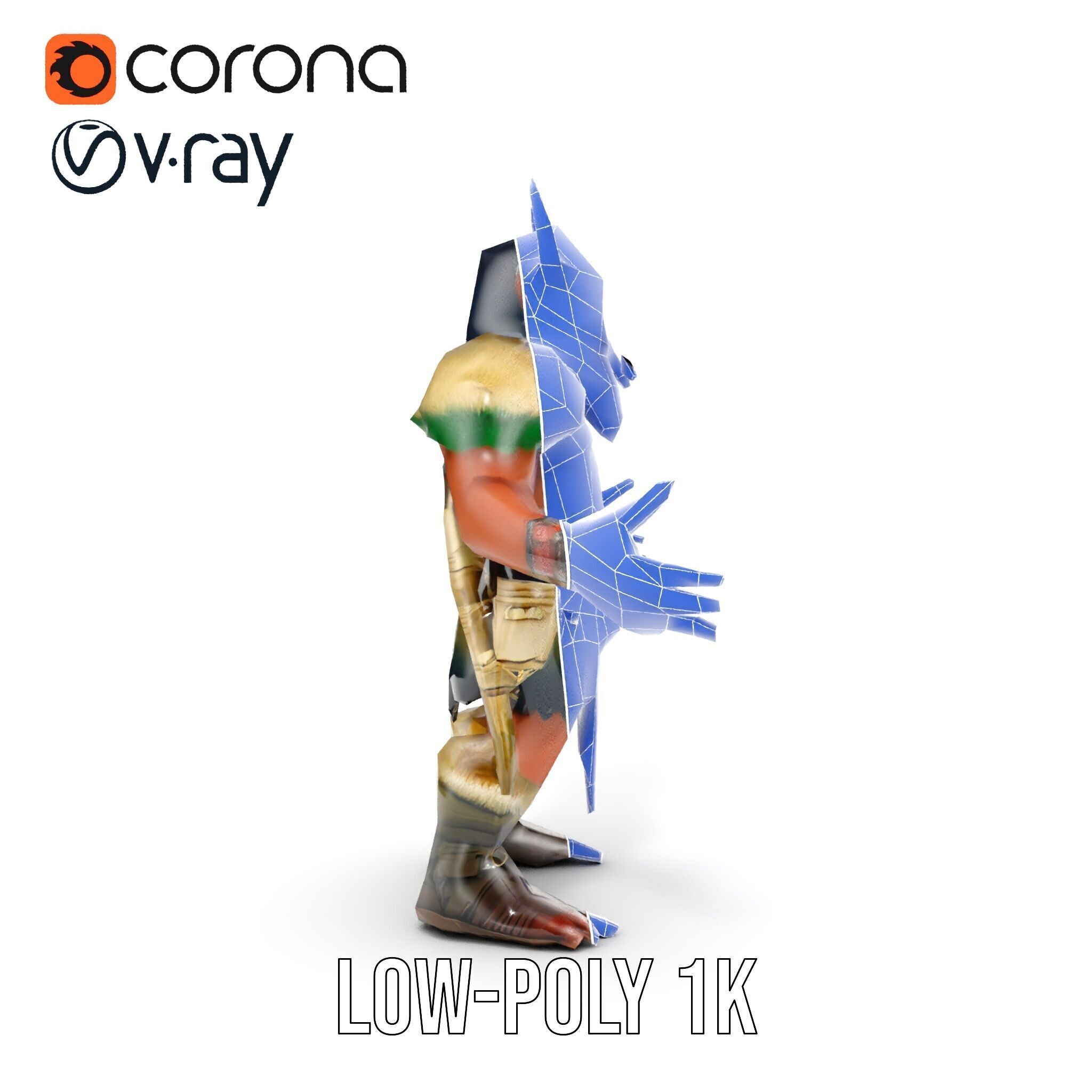 Horned Warrior Dwarf Rigged and Animated D Character Model Low-poly 3D model_32