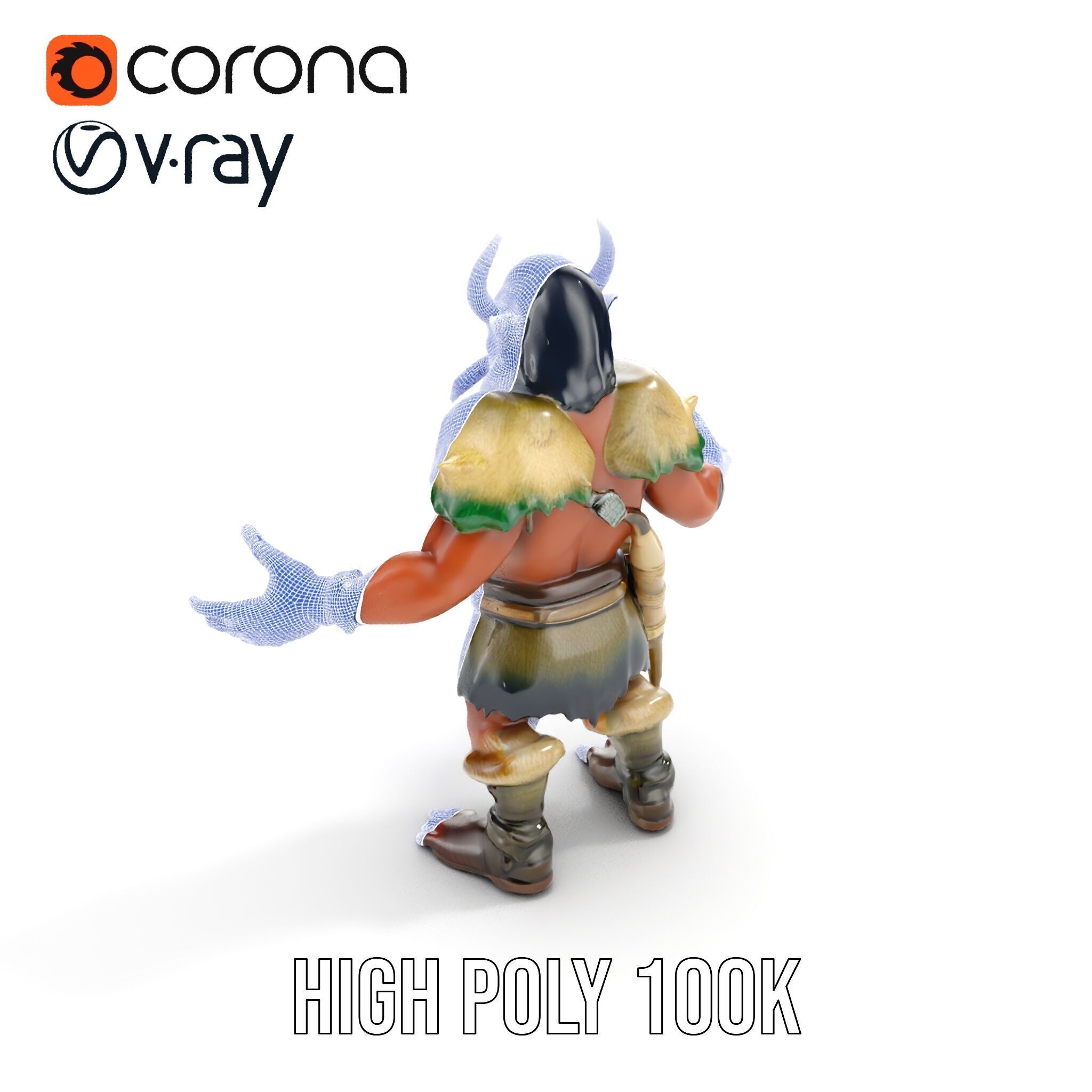 Horned Warrior Dwarf Rigged and Animated D Character Model Low-poly 3D model_24