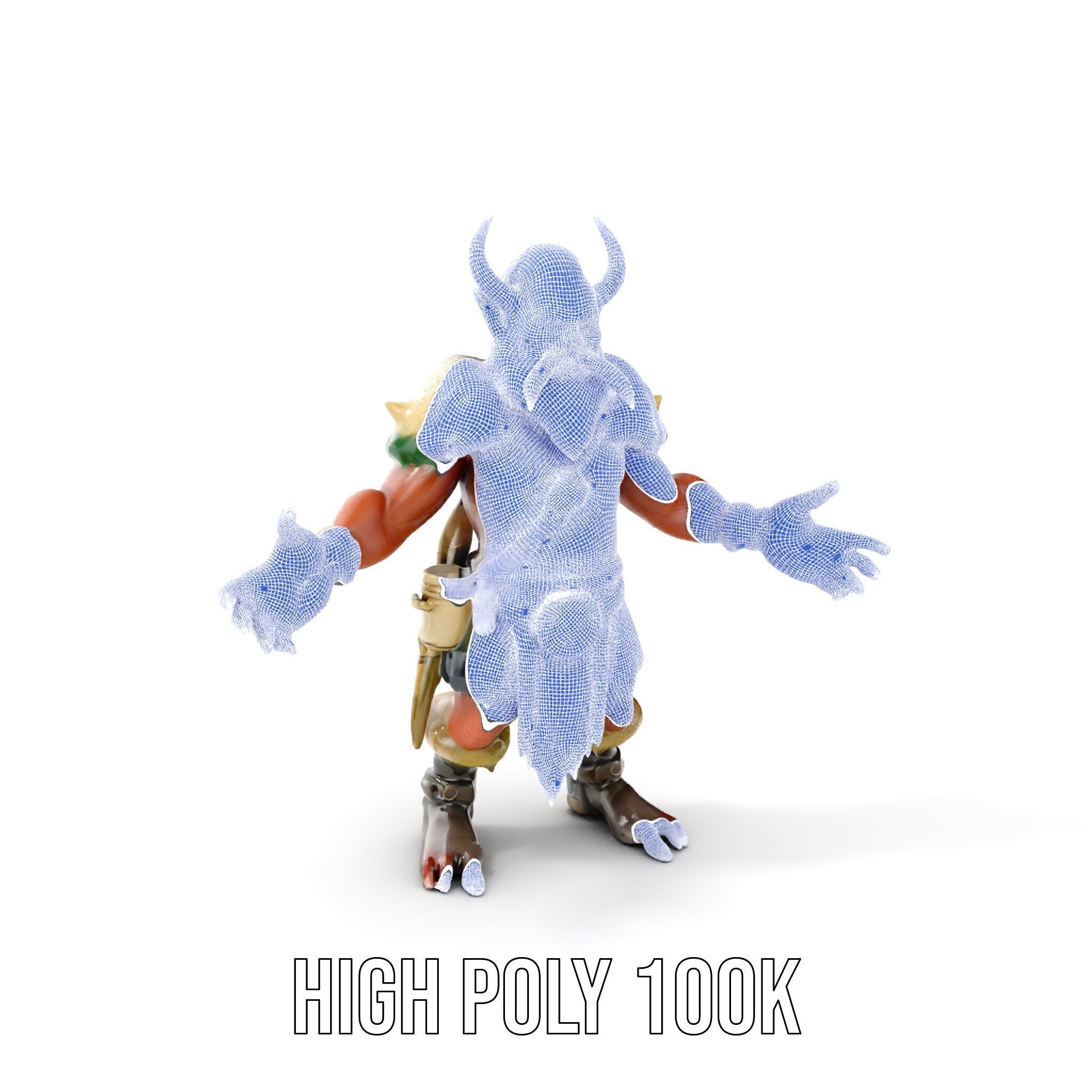 Horned Warrior Dwarf Rigged and Animated D Character Model Low-poly 3D model_4