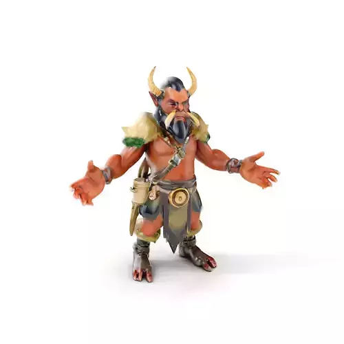 Horned Warrior Dwarf Rigged and Animated D Character Model Low-poly 3D model