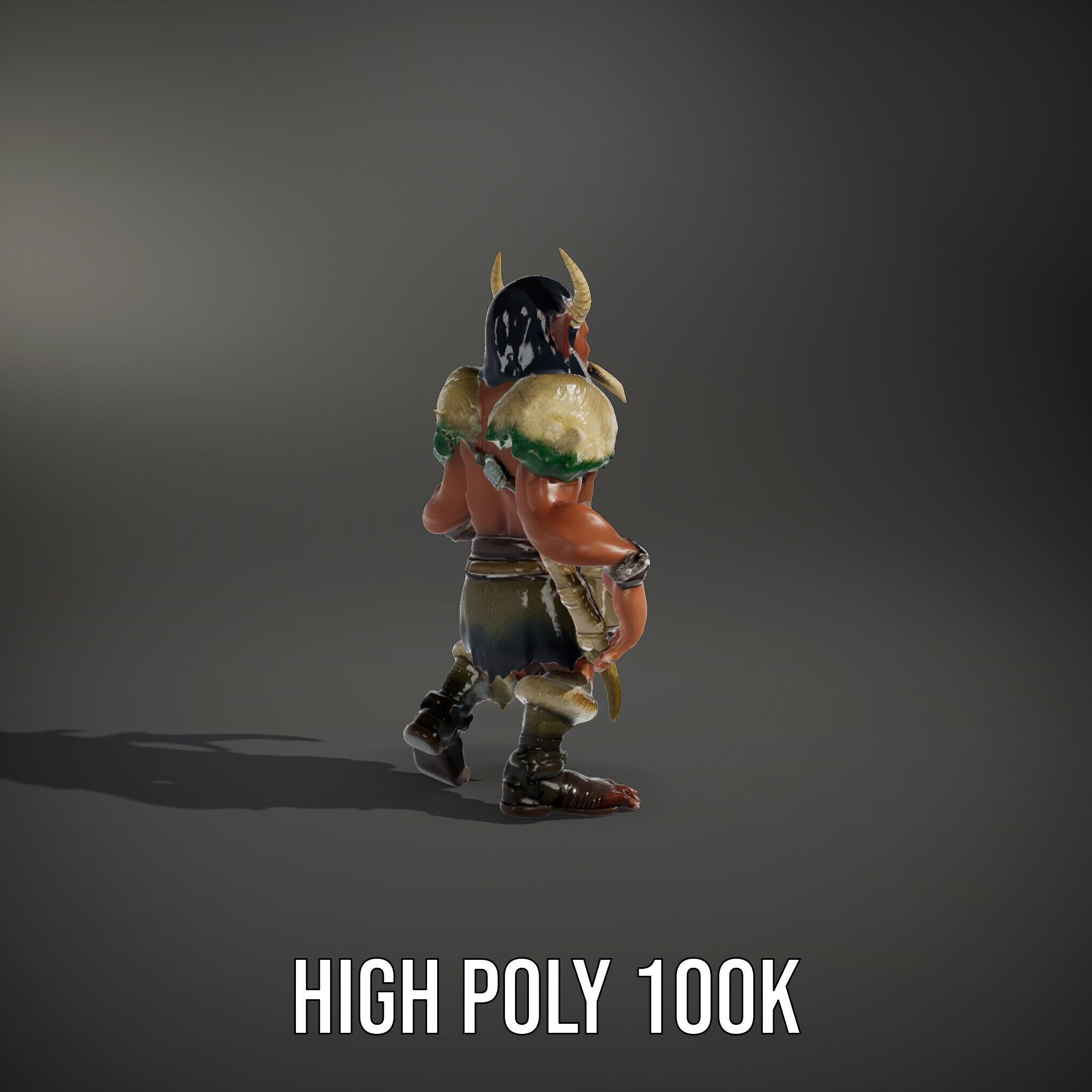 Horned Warrior Dwarf Rigged and Animated D Character Model Low-poly 3D model_11