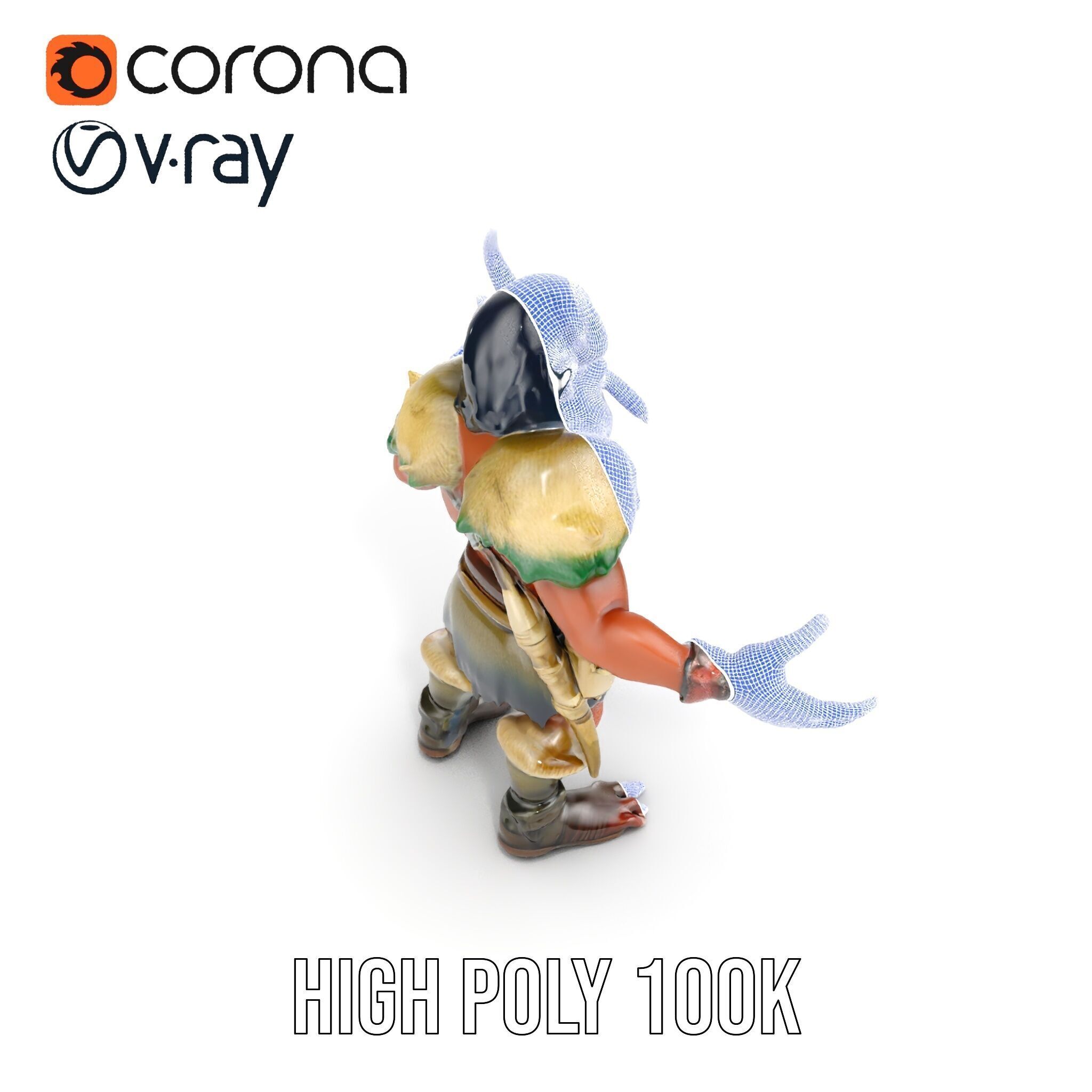 Horned Warrior Dwarf Rigged and Animated D Character Model Low-poly 3D model_39