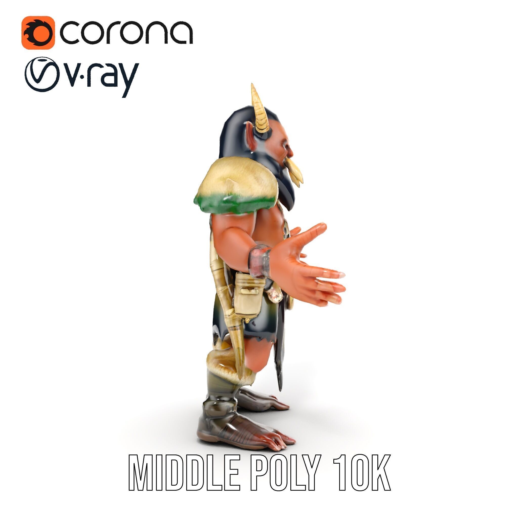 Horned Warrior Dwarf Rigged and Animated D Character Model Low-poly 3D model_17