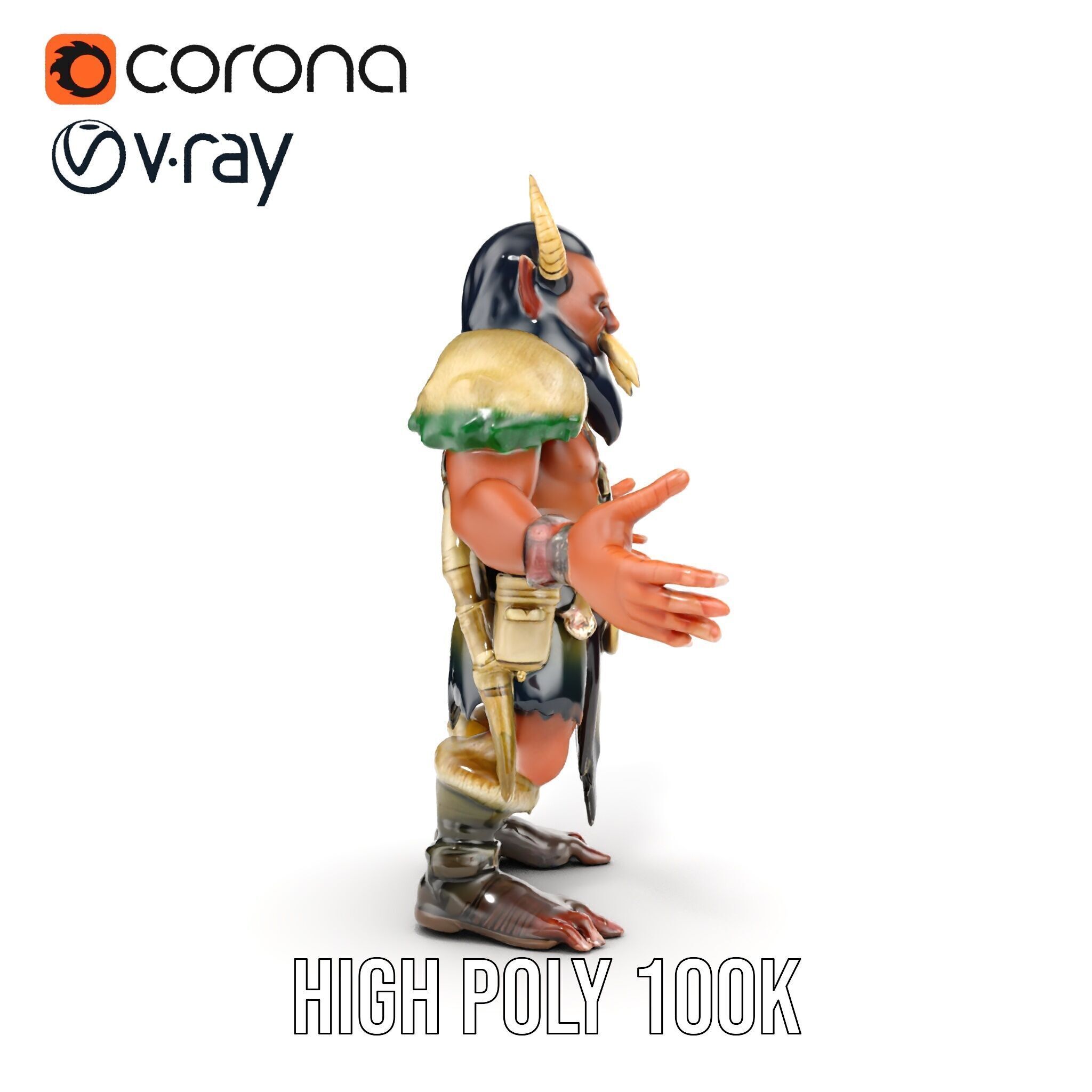 Horned Warrior Dwarf Rigged and Animated D Character Model Low-poly 3D model_30